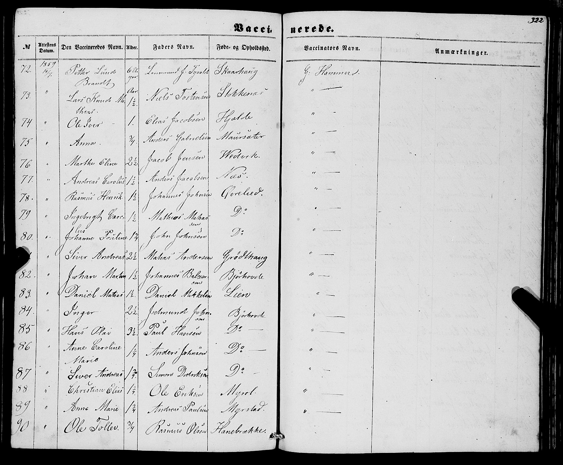 Eid sokneprestembete, AV/SAB-A-82301/H/Haa/Haaa/L0008: Parish register (official) no. A 8, 1858-1860, p. 322