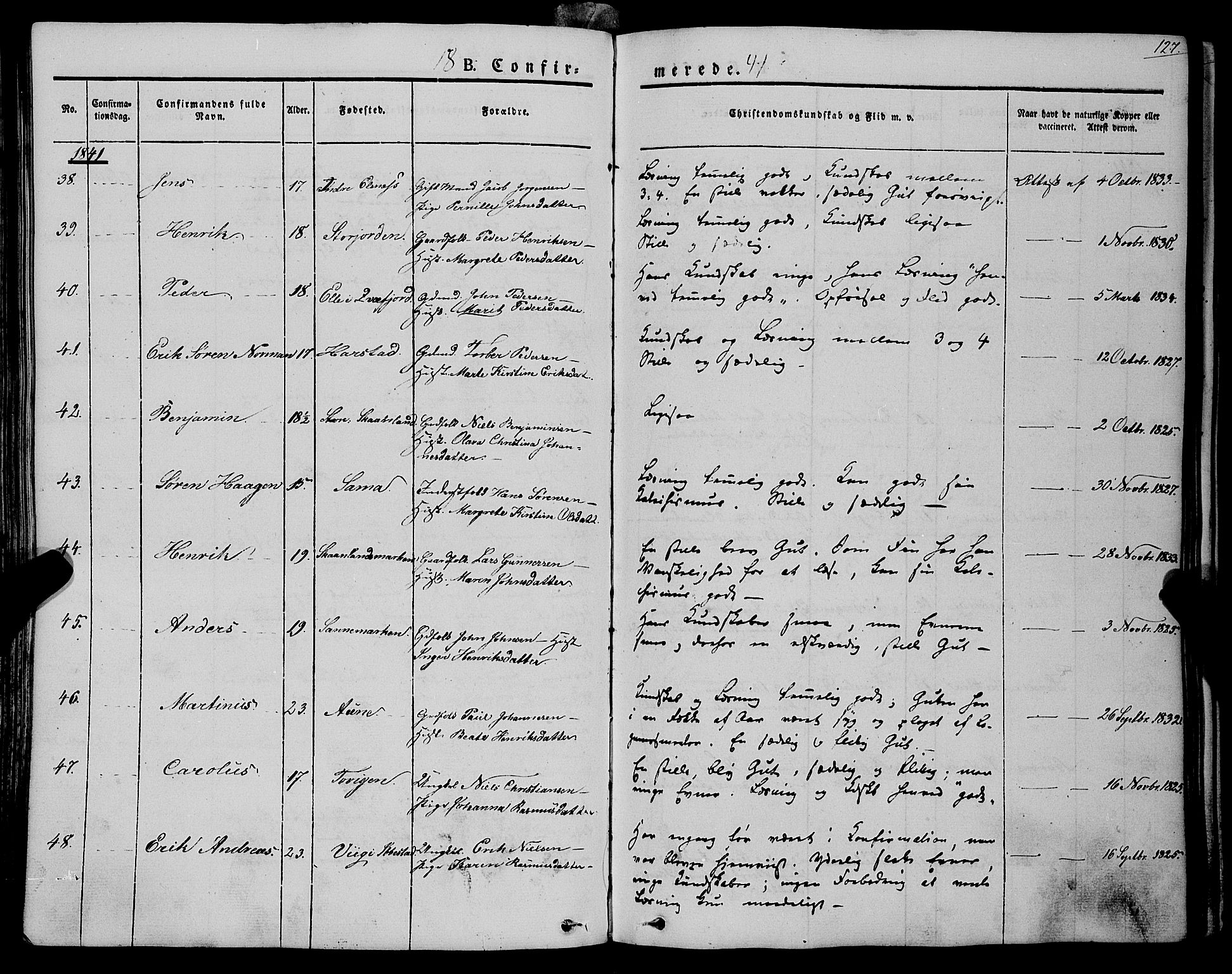 Trondenes sokneprestkontor, SATØ/S-1319/H/Ha/L0009kirke: Parish register (official) no. 9, 1841-1852, p. 127