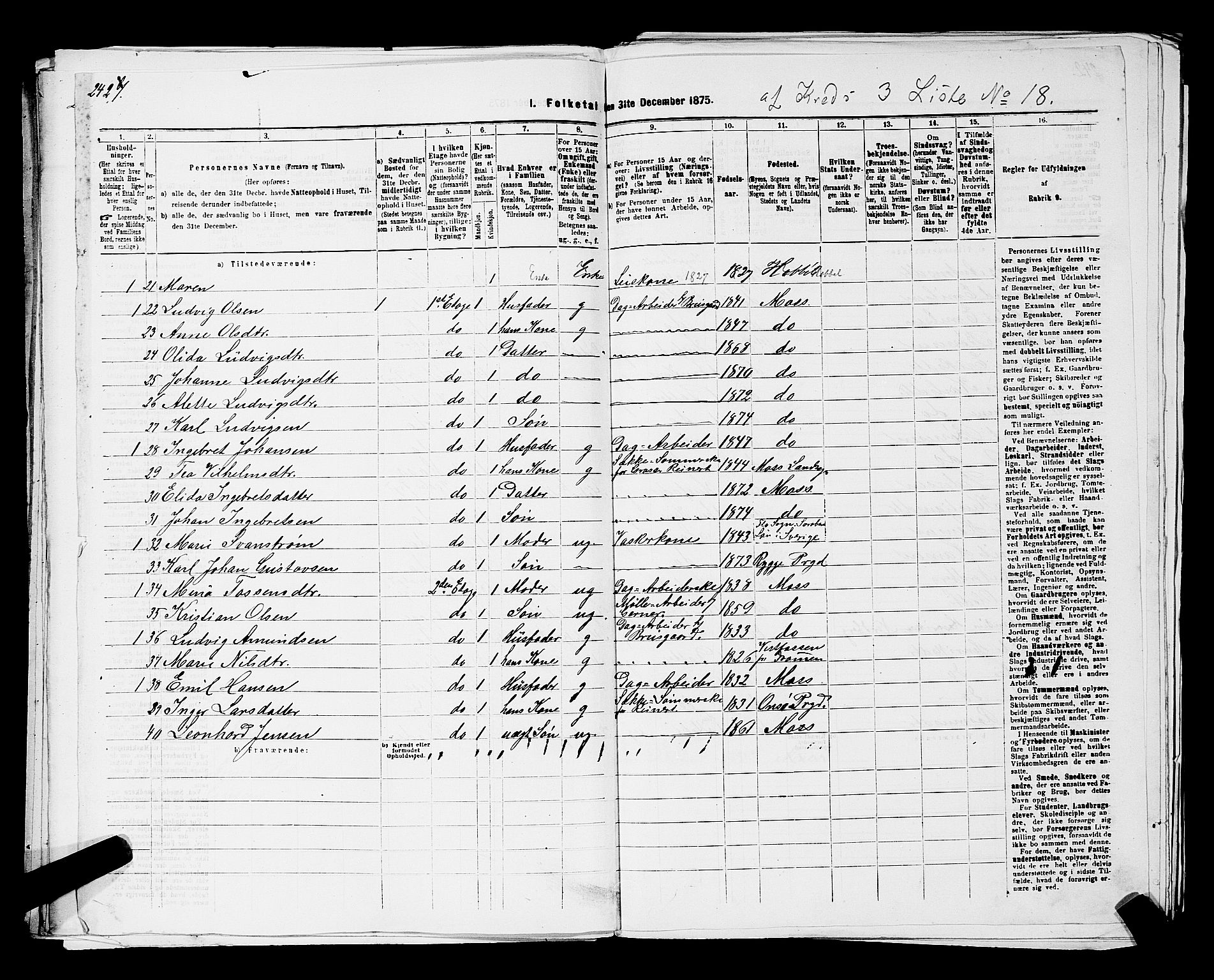 RA, 1875 census for 0104B Moss/Moss, 1875, p. 535