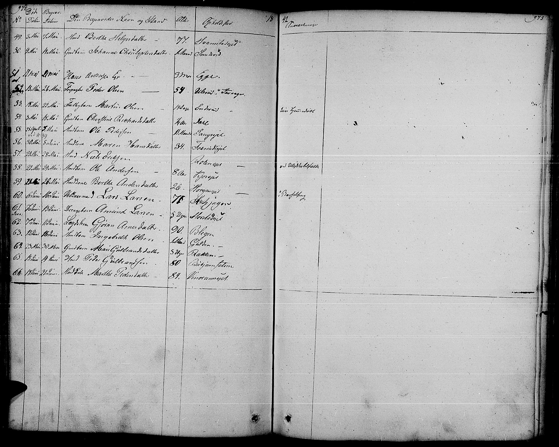 Gran prestekontor, SAH/PREST-112/H/Ha/Haa/L0010: Parish register (official) no. 10, 1824-1842, p. 972-973