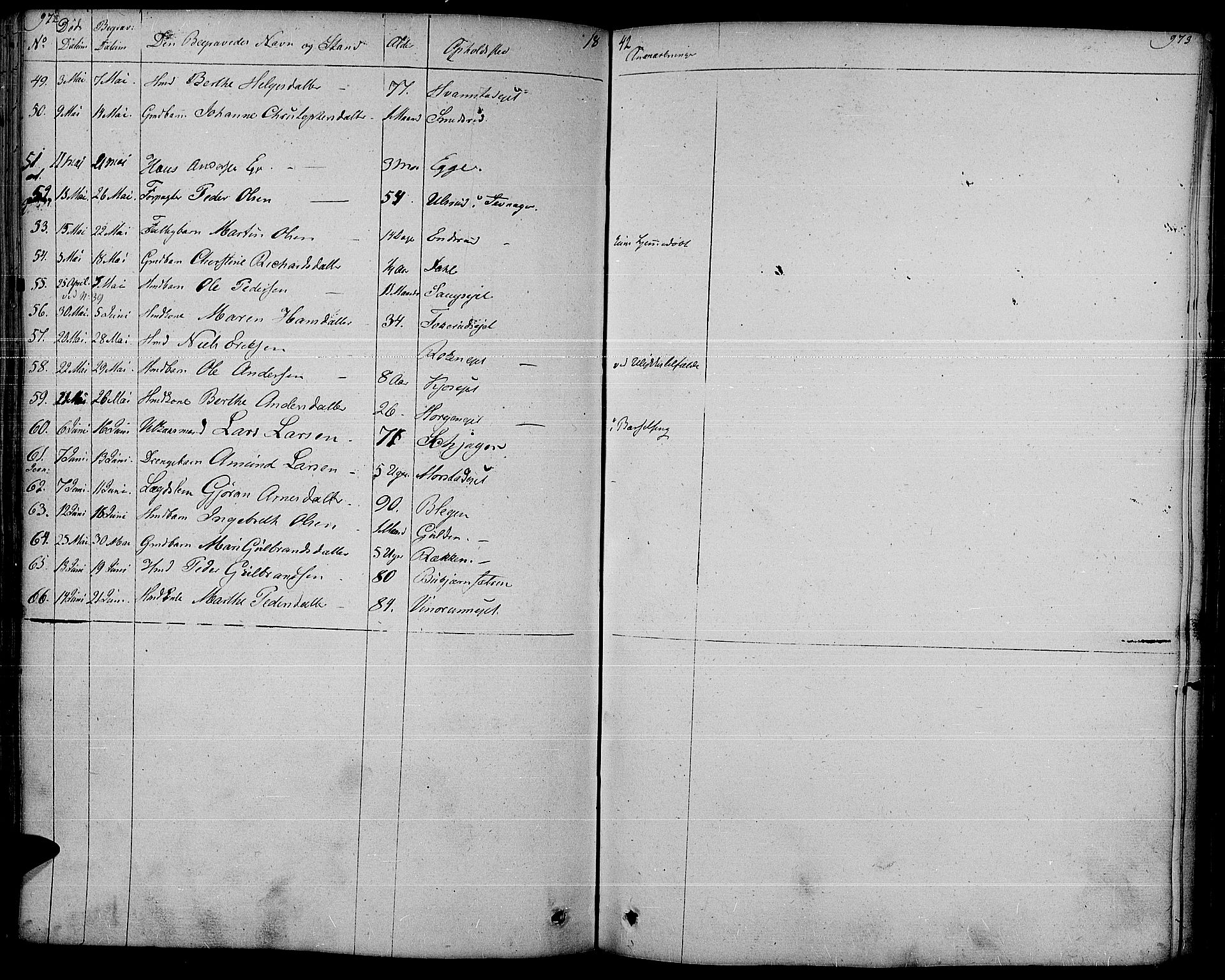 Gran prestekontor, AV/SAH-PREST-112/H/Ha/Haa/L0010: Parish register (official) no. 10, 1824-1842, p. 972-973