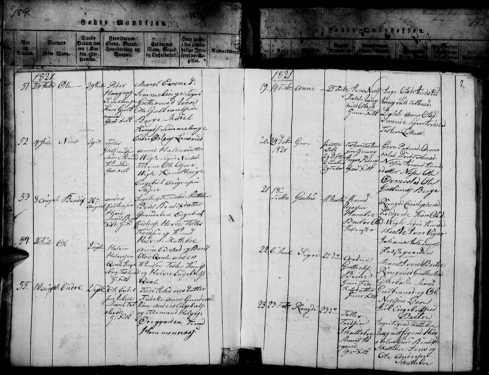 Slidre prestekontor, SAH/PREST-134/H/Ha/Haa/L0002: Parish register (official) no. 2, 1814-1830, p. 184g