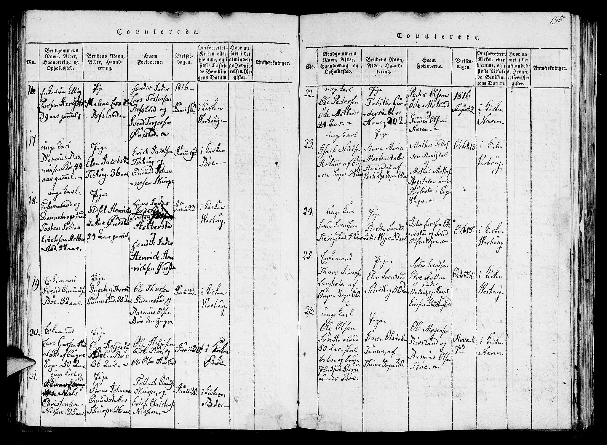Hå sokneprestkontor, SAST/A-101801/001/30BA/L0003: Parish register (official) no. A 3, 1815-1825, p. 195