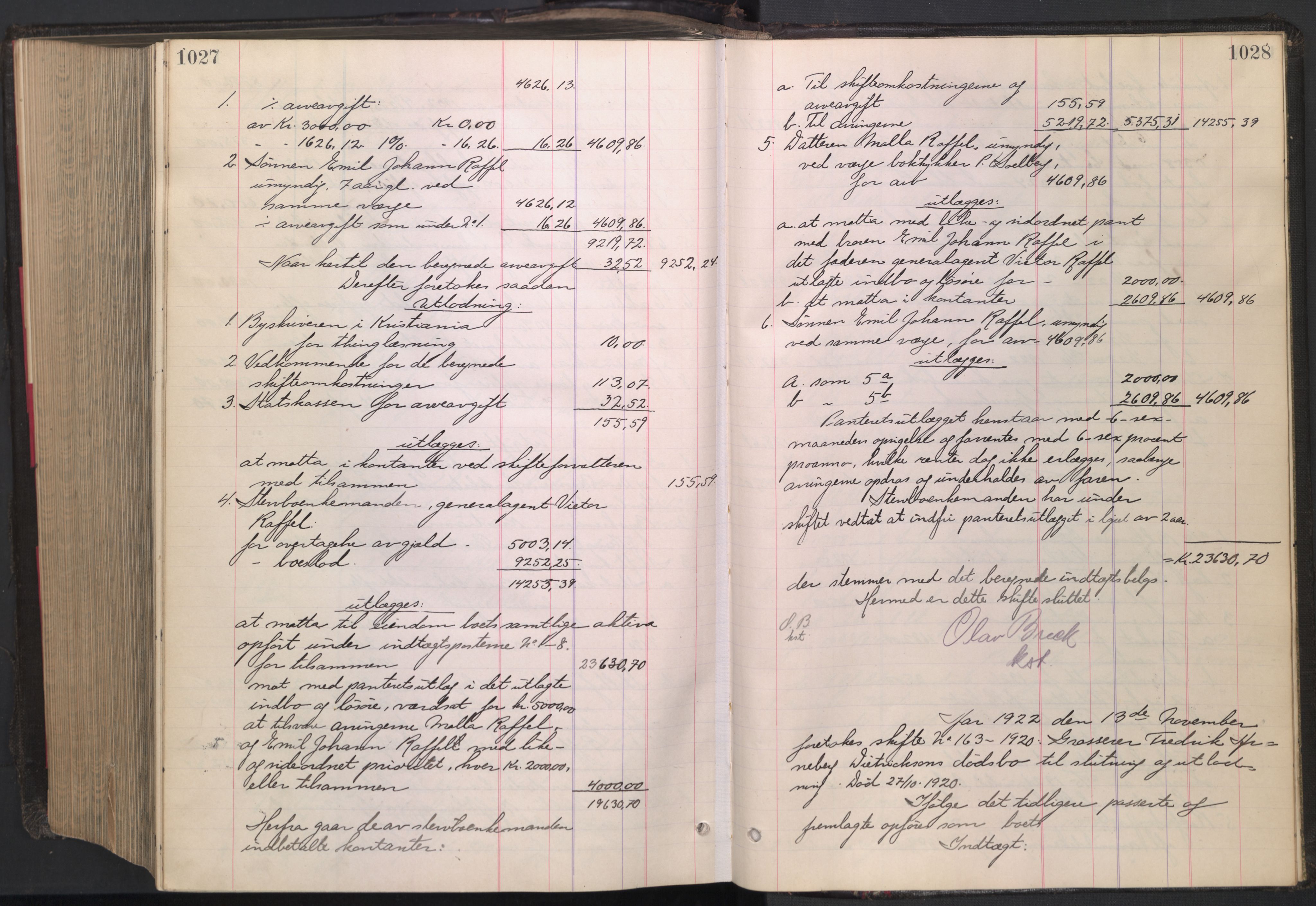 Oslo skifterett, AV/SAO-A-10383/H/Hd/Hdb/L0014: Skifteutlodningsprotokoll, 1920-1922, p. 1027-1028