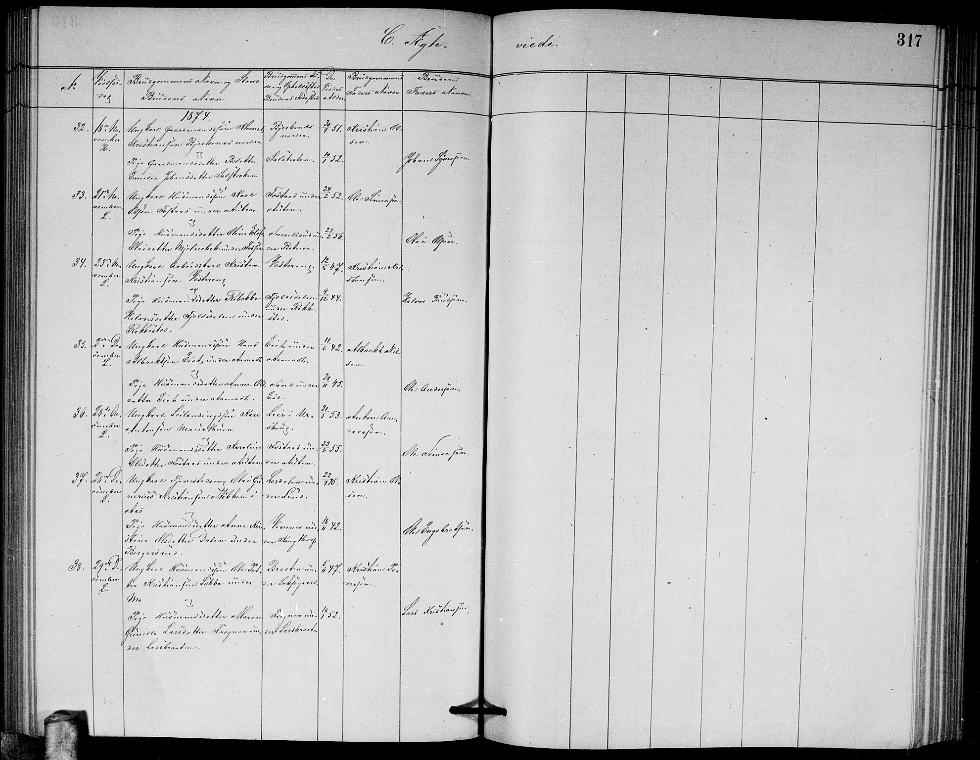 Høland prestekontor Kirkebøker, AV/SAO-A-10346a/G/Ga/L0006: Parish register (copy) no. I 6, 1869-1879, p. 317