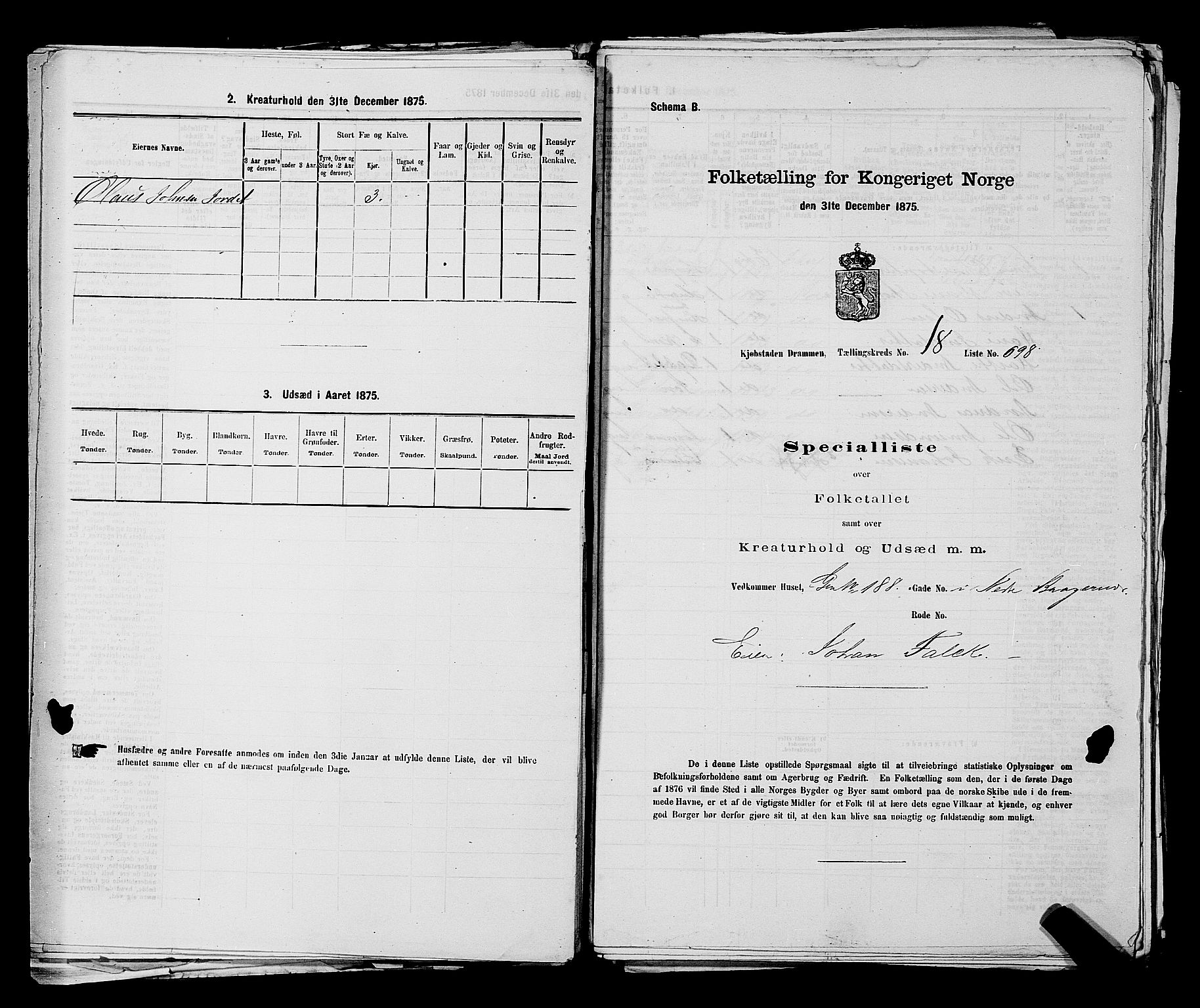 SAKO, 1875 census for 0602 Drammen, 1875, p. 1962