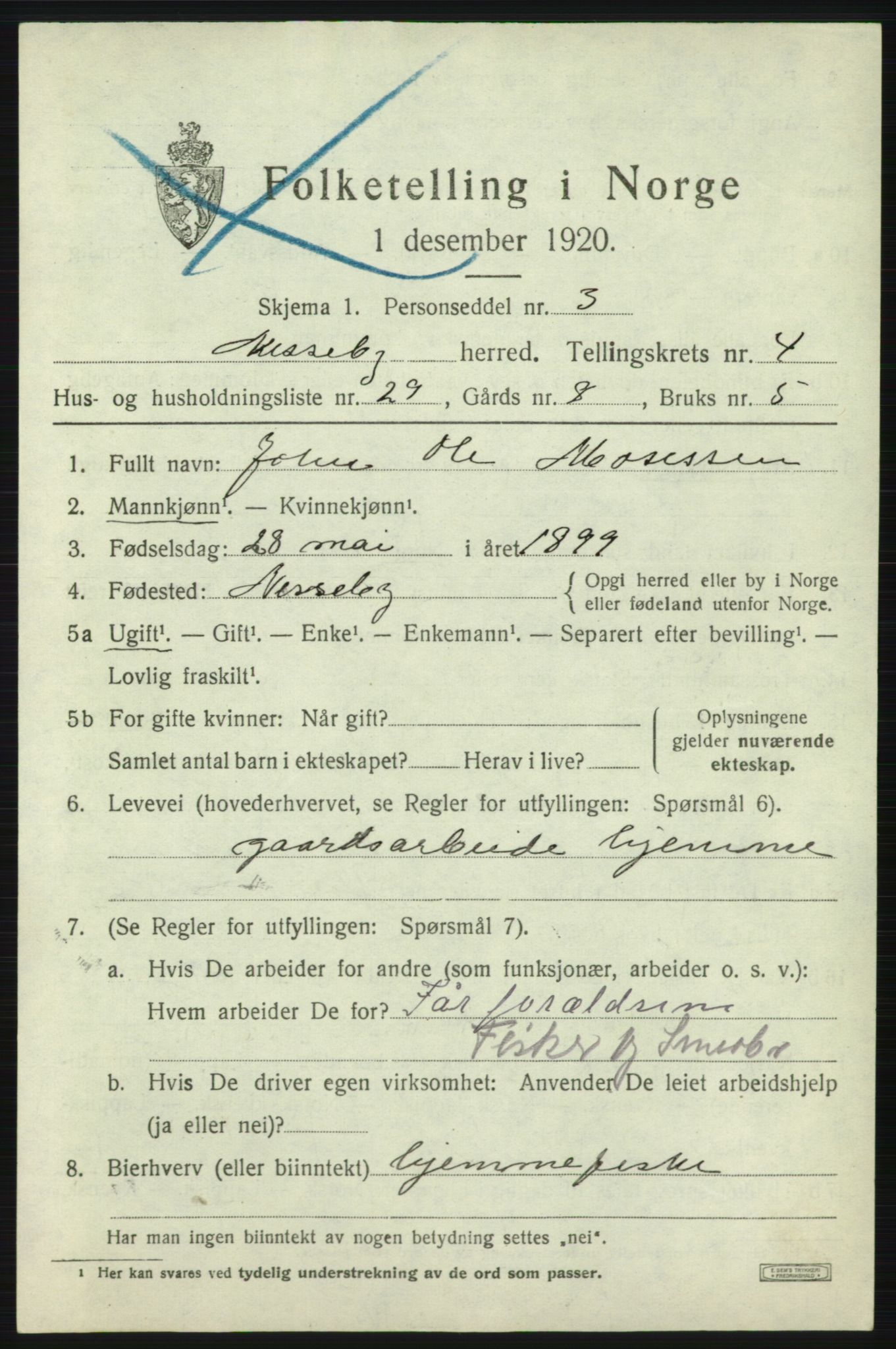 SATØ, 1920 census for Nesseby, 1920, p. 2210