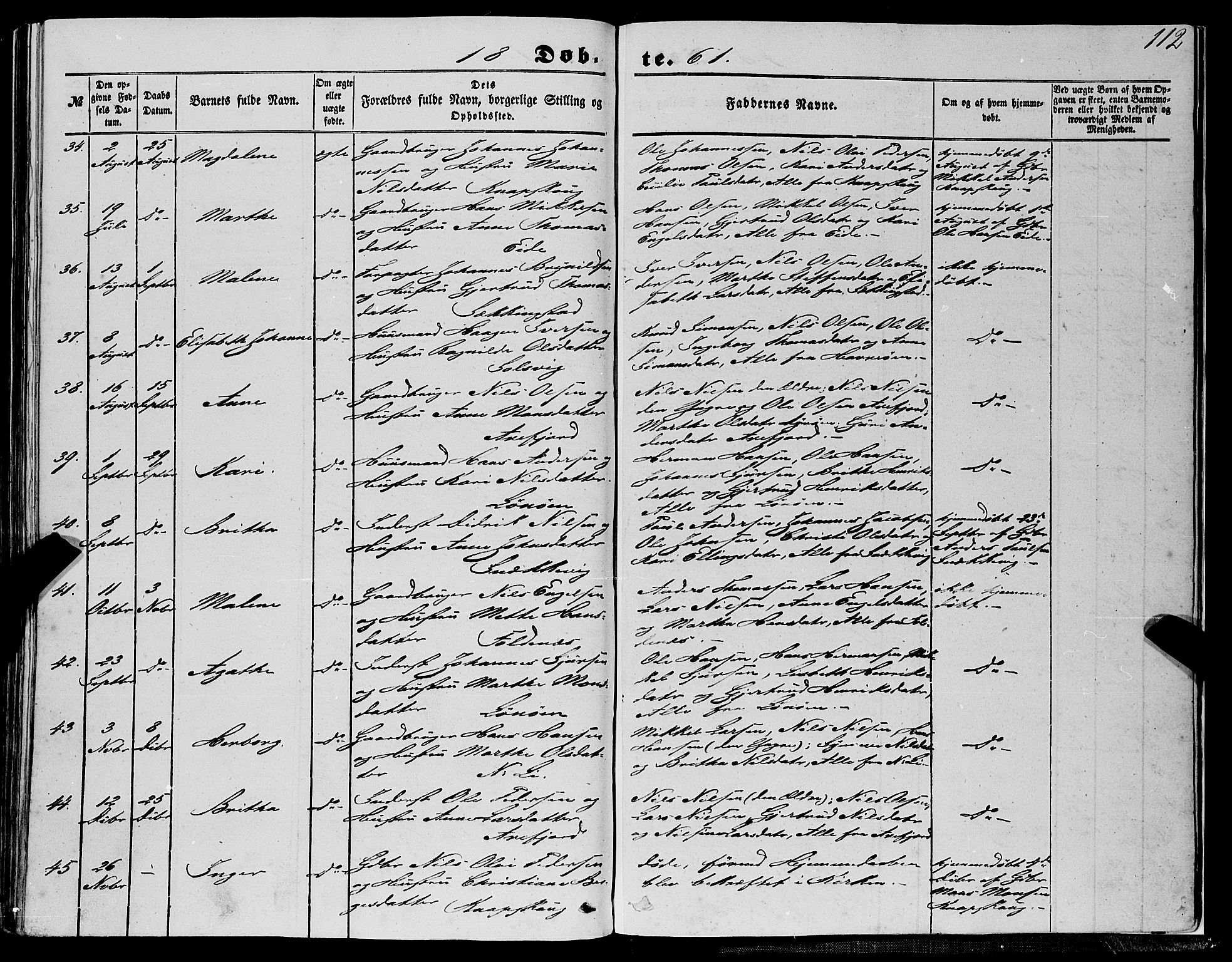 Fjell sokneprestembete, SAB/A-75301/H/Haa: Parish register (official) no. A 2, 1847-1864, p. 112