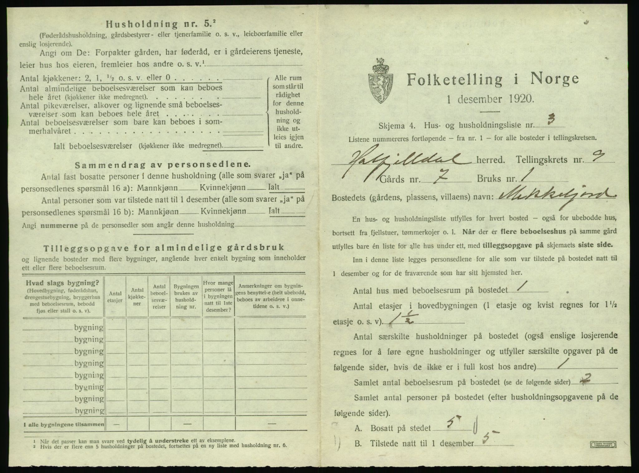 SAT, 1920 census for Hattfjelldal, 1920, p. 284