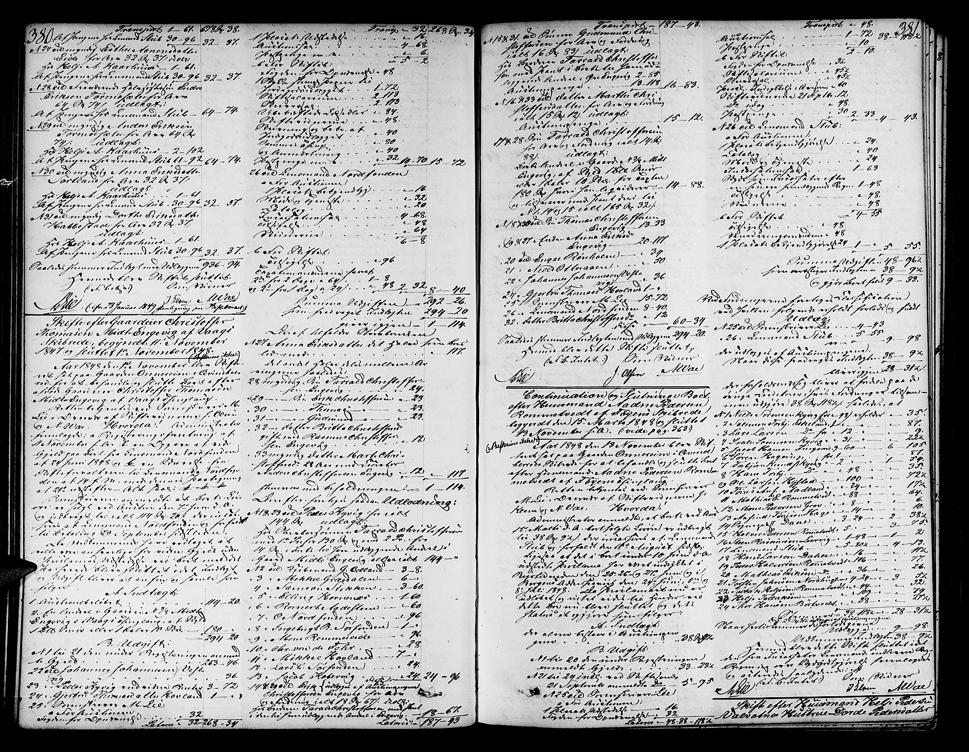 Sunnhordland sorenskrivar, AV/SAB-A-2401/1/H/Ha/Had/L0006: Skifteprotokollar. Føyen, Fjære og Våg. Register i protokoll., 1844-1853, p. 380-381