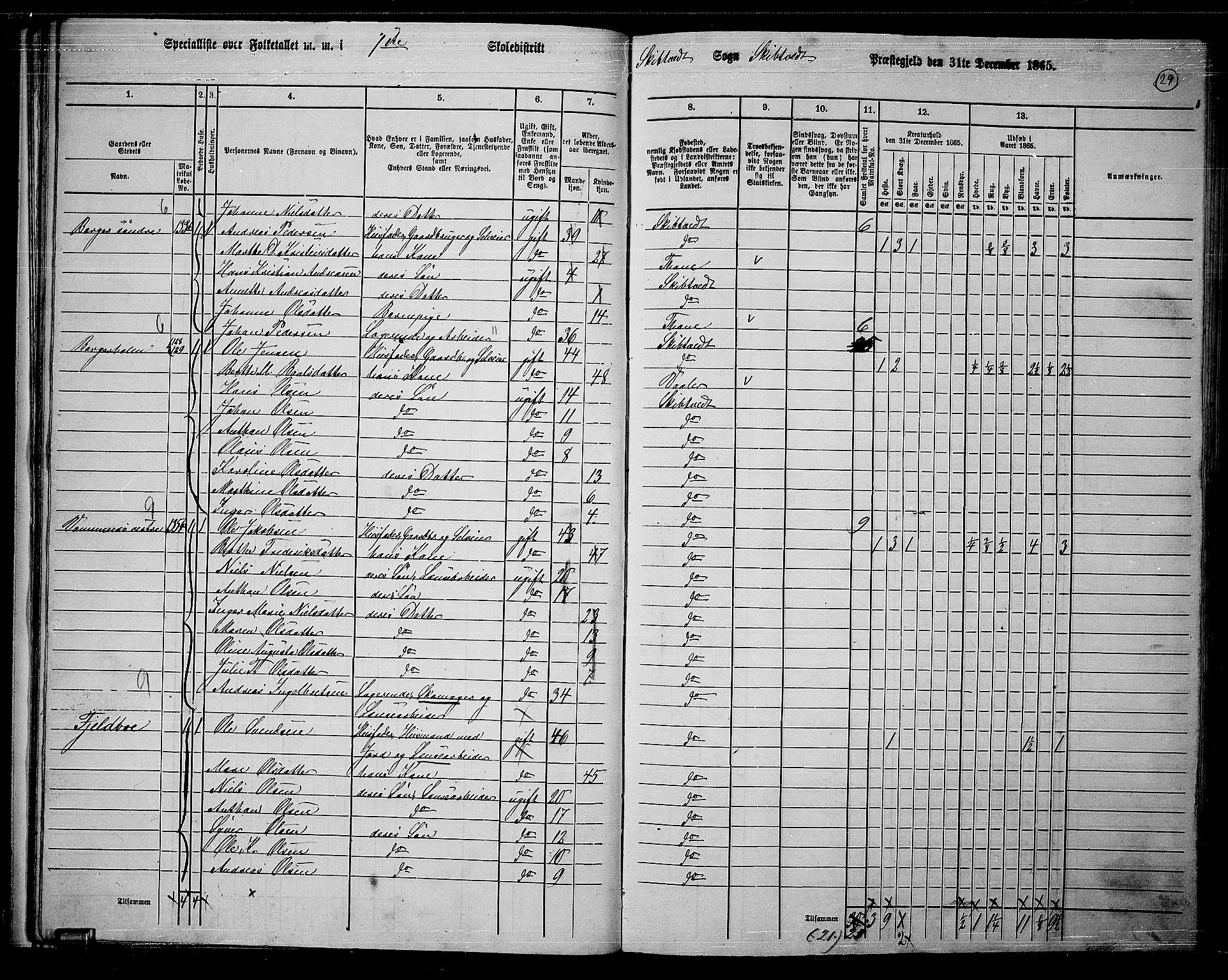 RA, 1865 census for Skiptvet, 1865, p. 28