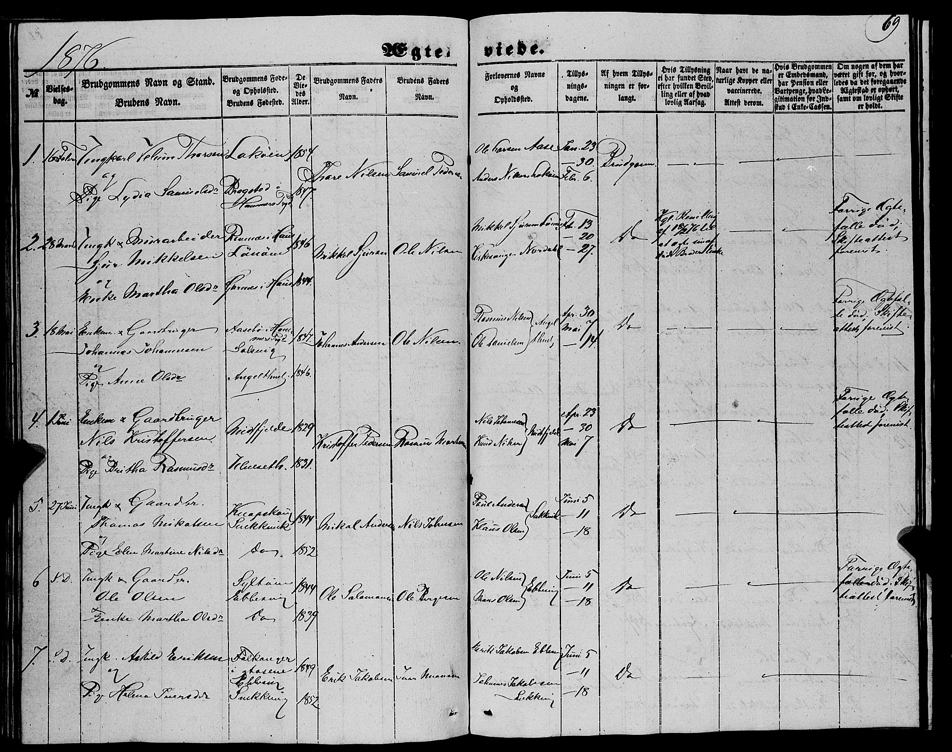 Fjell sokneprestembete, SAB/A-75301/H/Haa: Parish register (official) no. A 6, 1849-1877, p. 69