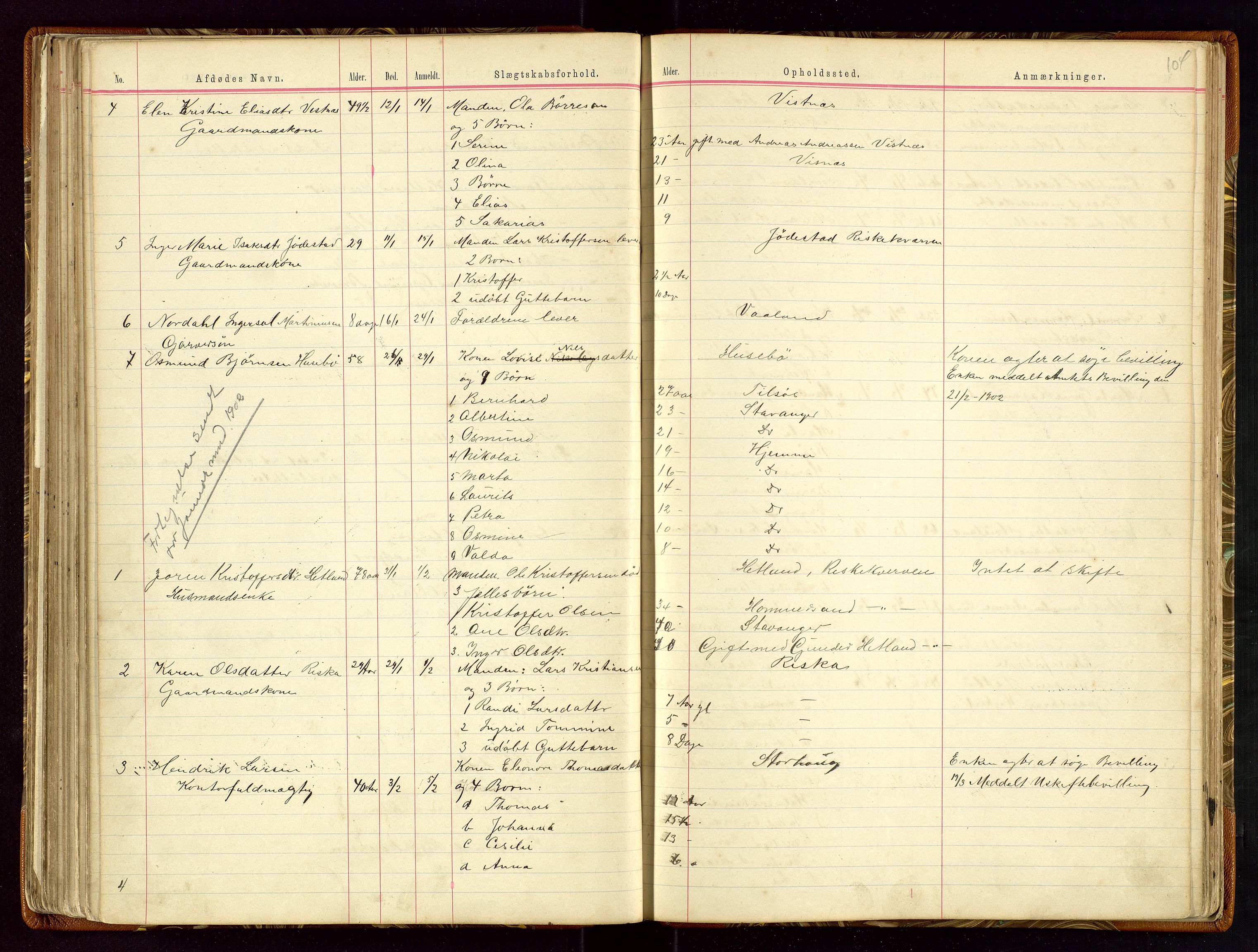 Hetland lensmannskontor, AV/SAST-A-100101/Gga/L0001: Dødsfallprotokoll, 1883-1910, p. 104