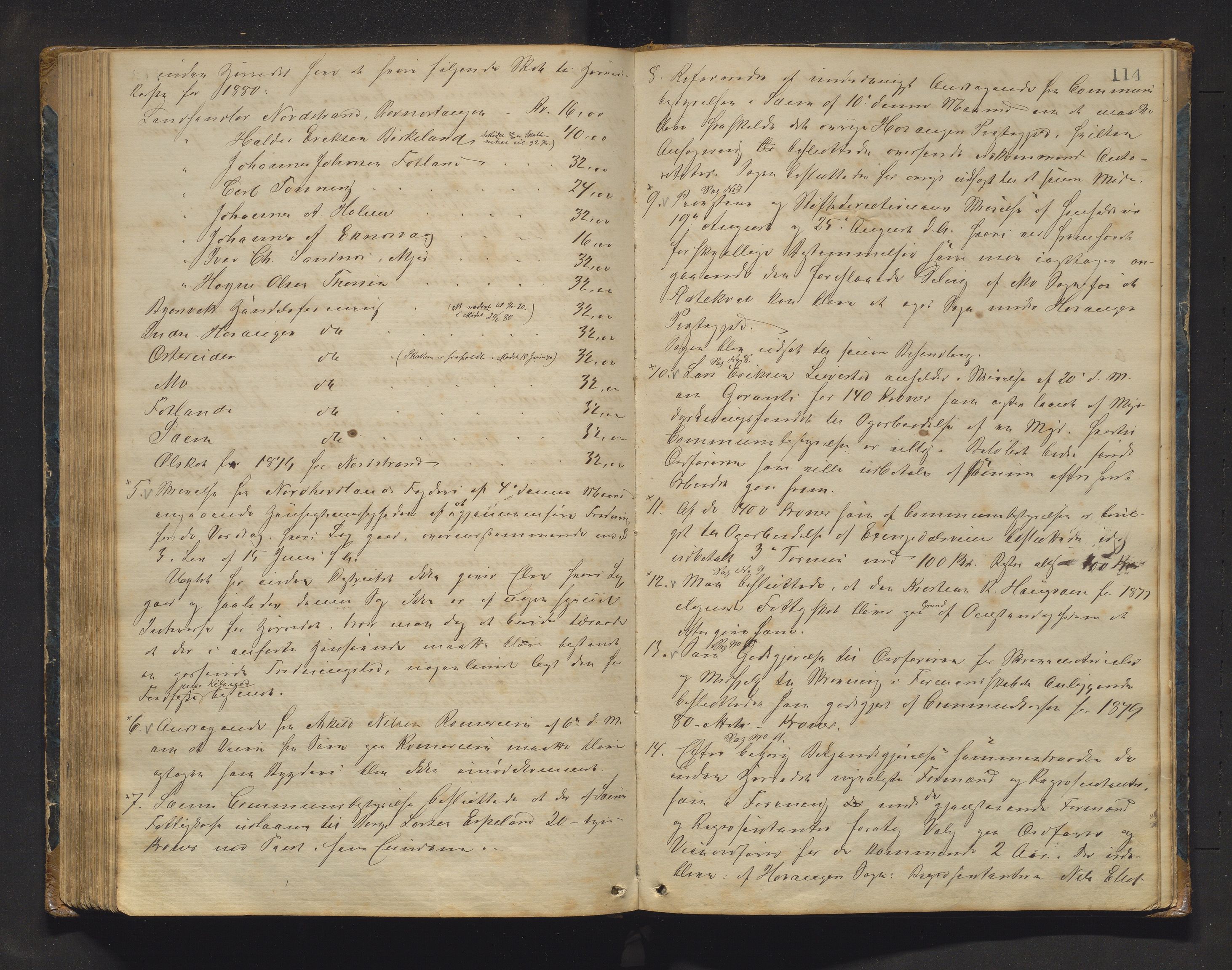Hosanger kommune. Formannskapet, IKAH/1253a-021/A/Aa/L0002: Møtebok for Hosanger formannskap, heradsstyre og Seim soknestyre, 1867-1881, p. 114