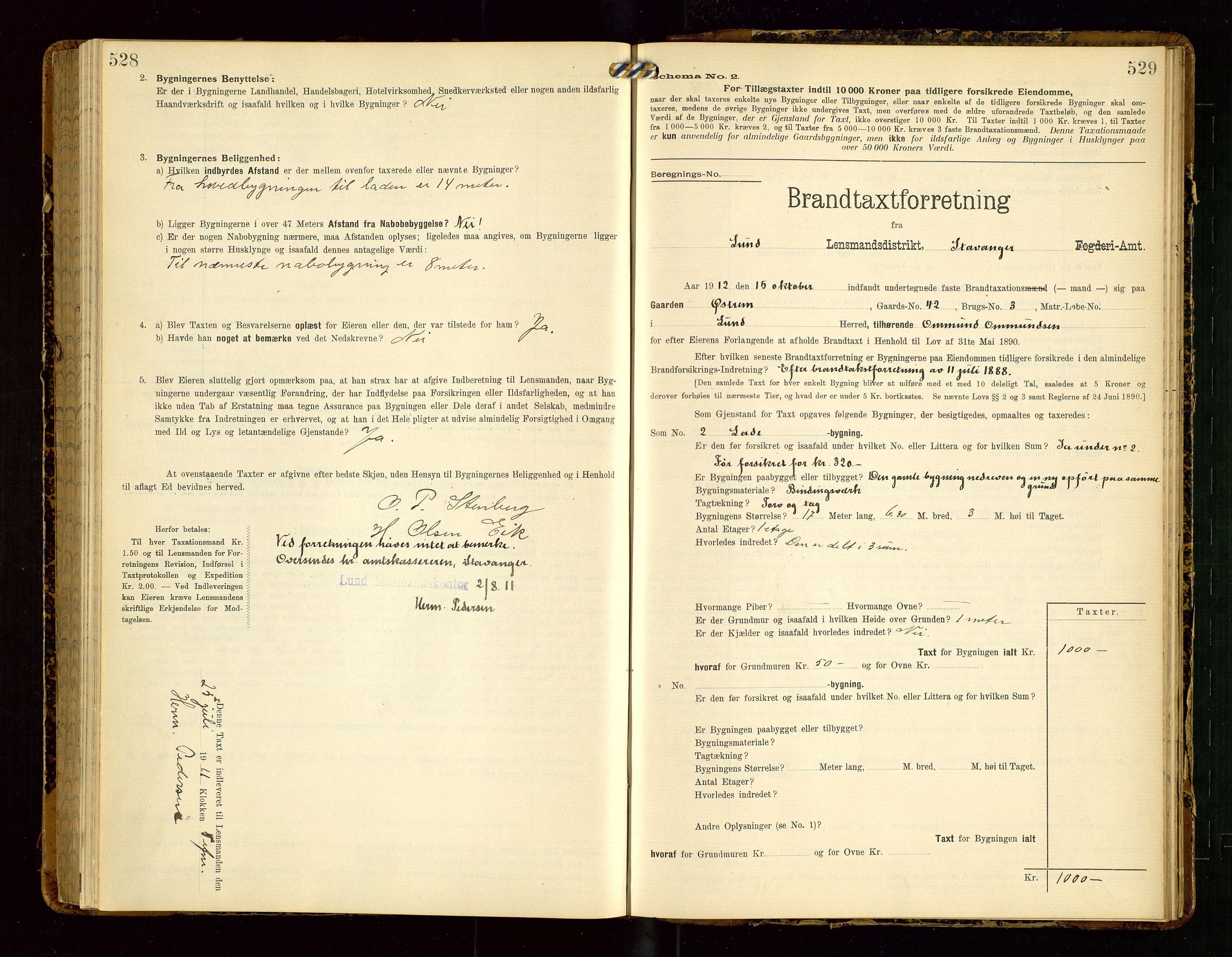 Lund lensmannskontor, SAST/A-100303/Gob/L0002: "Brandtakstprotokol", 1908-1918, p. 528-529