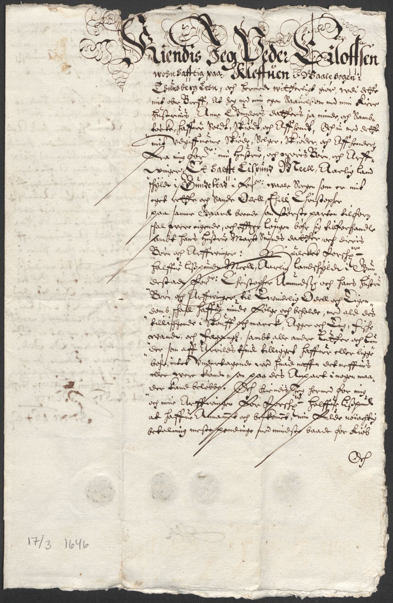 Riksarkivets diplomsamling, AV/RA-EA-5965/F12/L0005: Pk. 7 (II), 1613-1721, p. 25