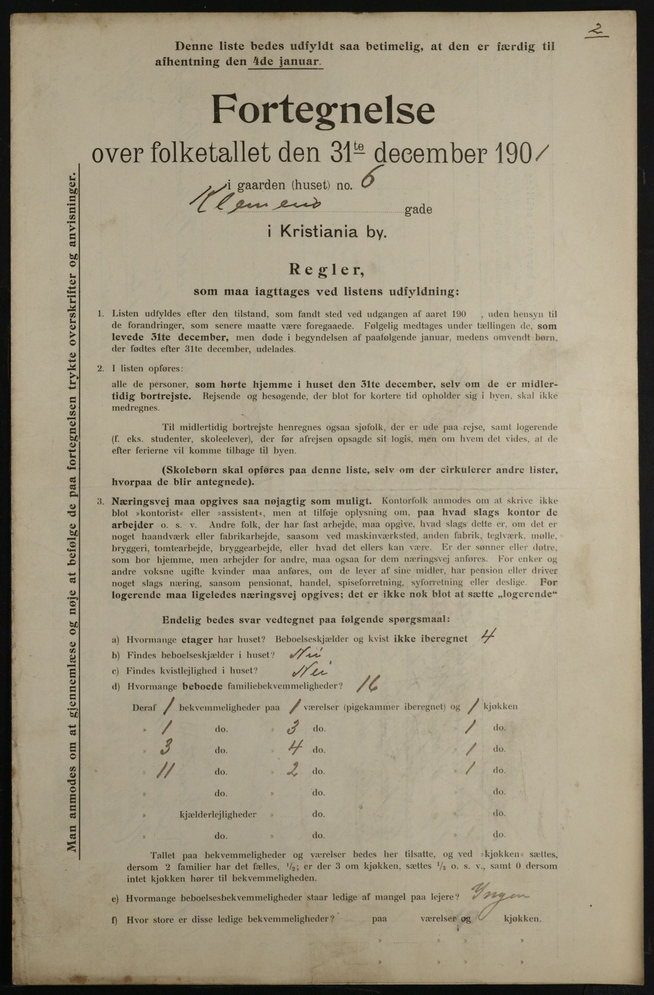 OBA, Municipal Census 1901 for Kristiania, 1901, p. 2094