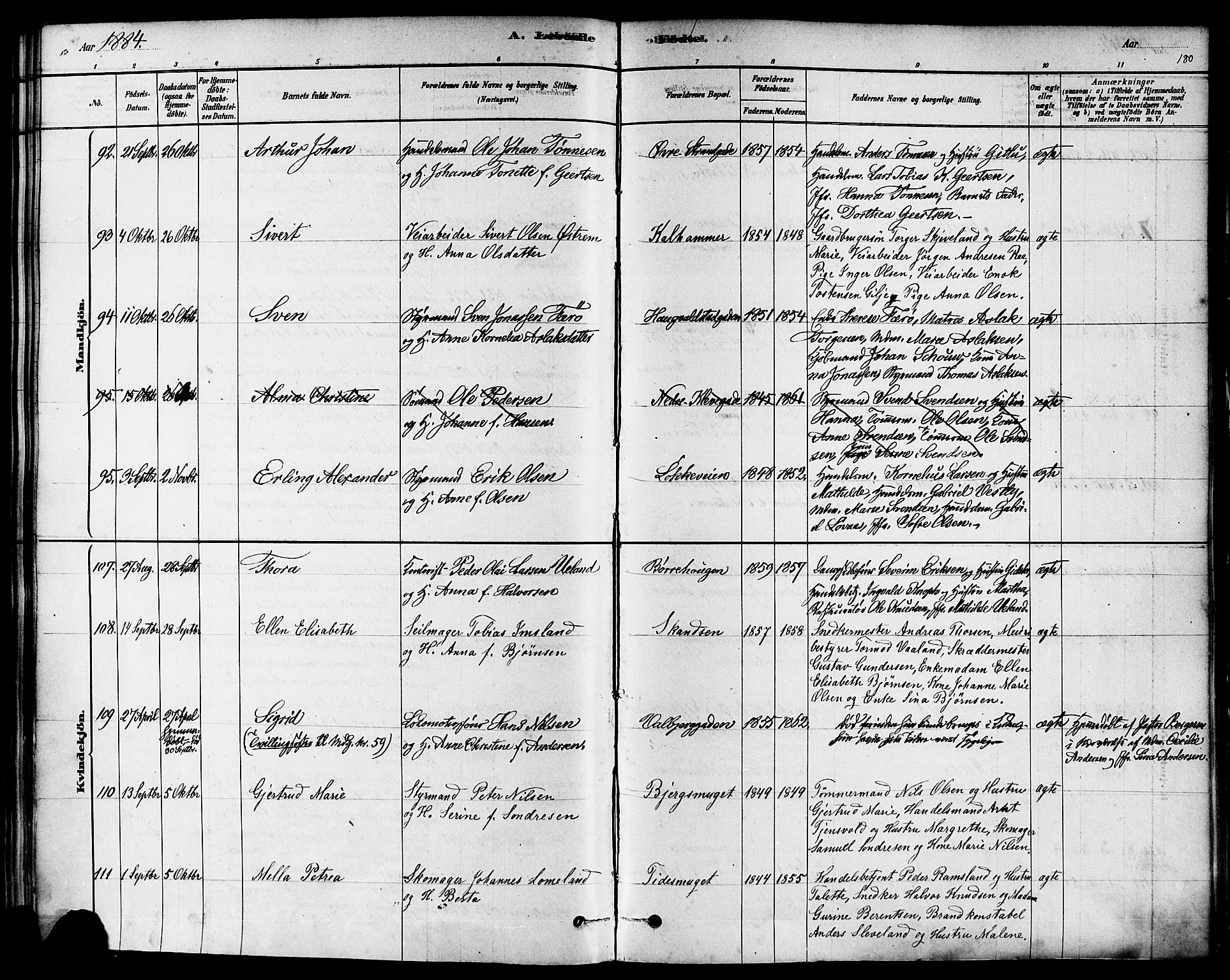 Domkirken sokneprestkontor, SAST/A-101812/001/30/30BA/L0026: Parish register (official) no. A 25, 1878-1889, p. 180