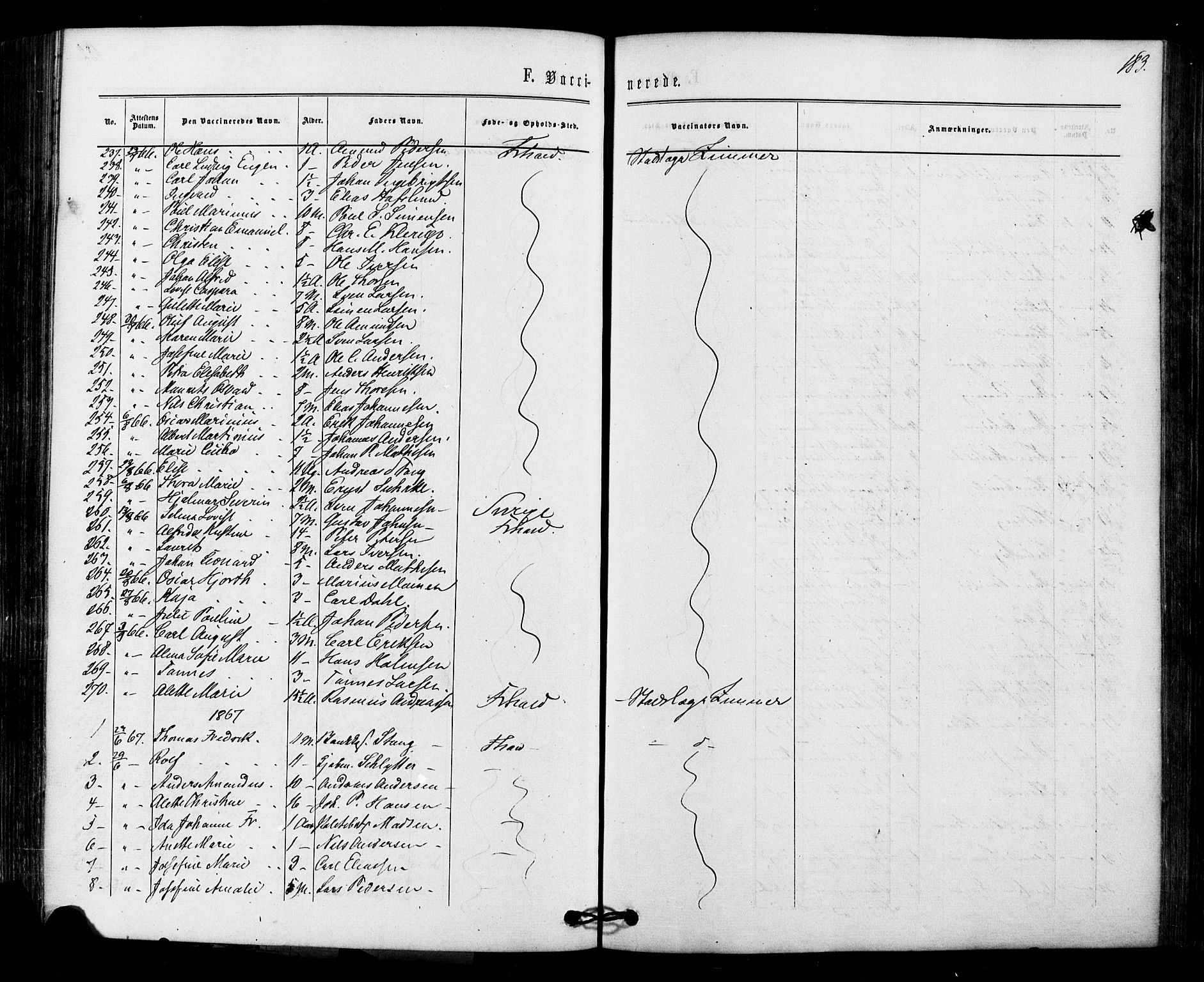 Halden prestekontor Kirkebøker, SAO/A-10909/F/Fa/L0010: Parish register (official) no. I 10, 1866-1877, p. 183