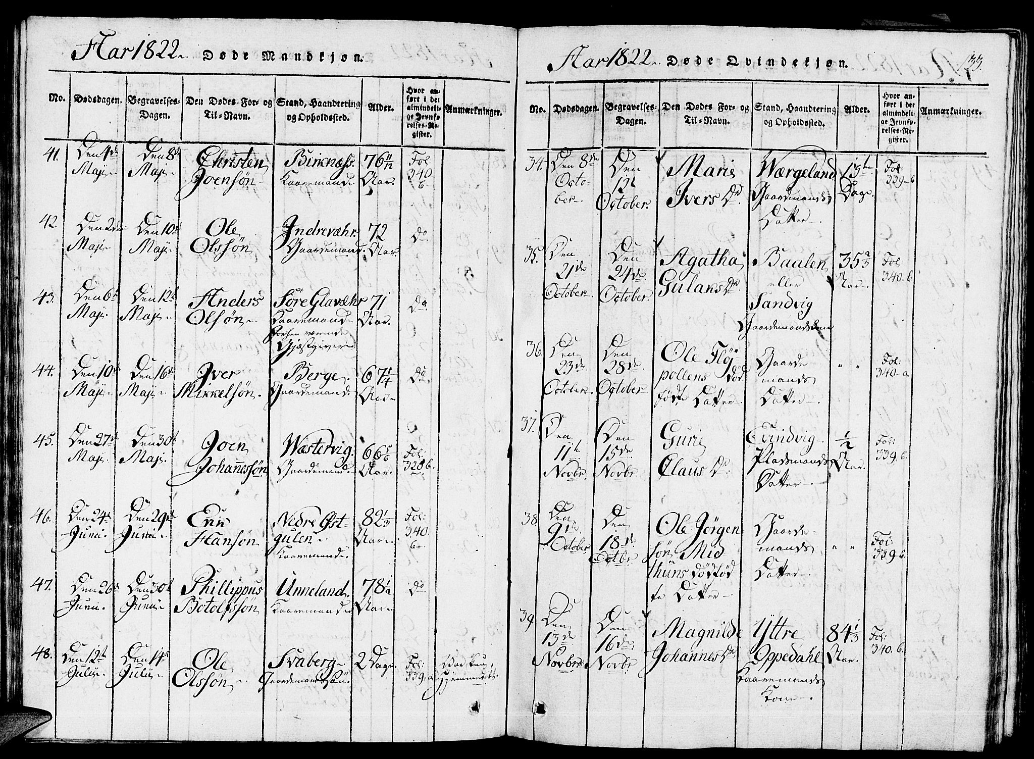 Gulen sokneprestembete, AV/SAB-A-80201/H/Haa/Haaa/L0018: Parish register (official) no. A 18, 1816-1825, p. 133