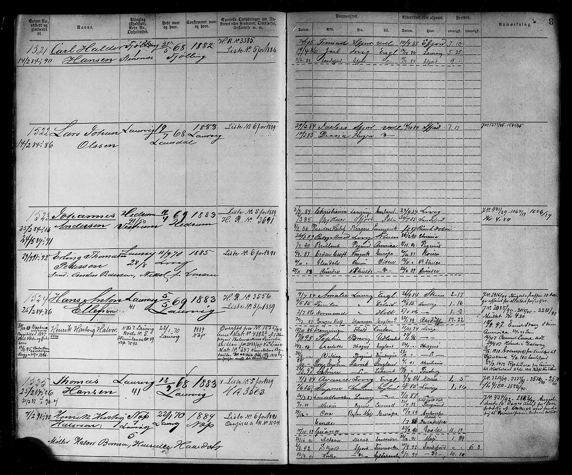 Larvik innrulleringskontor, AV/SAKO-A-787/F/Fb/L0005: Annotasjonsrulle, 1883-1898, p. 10
