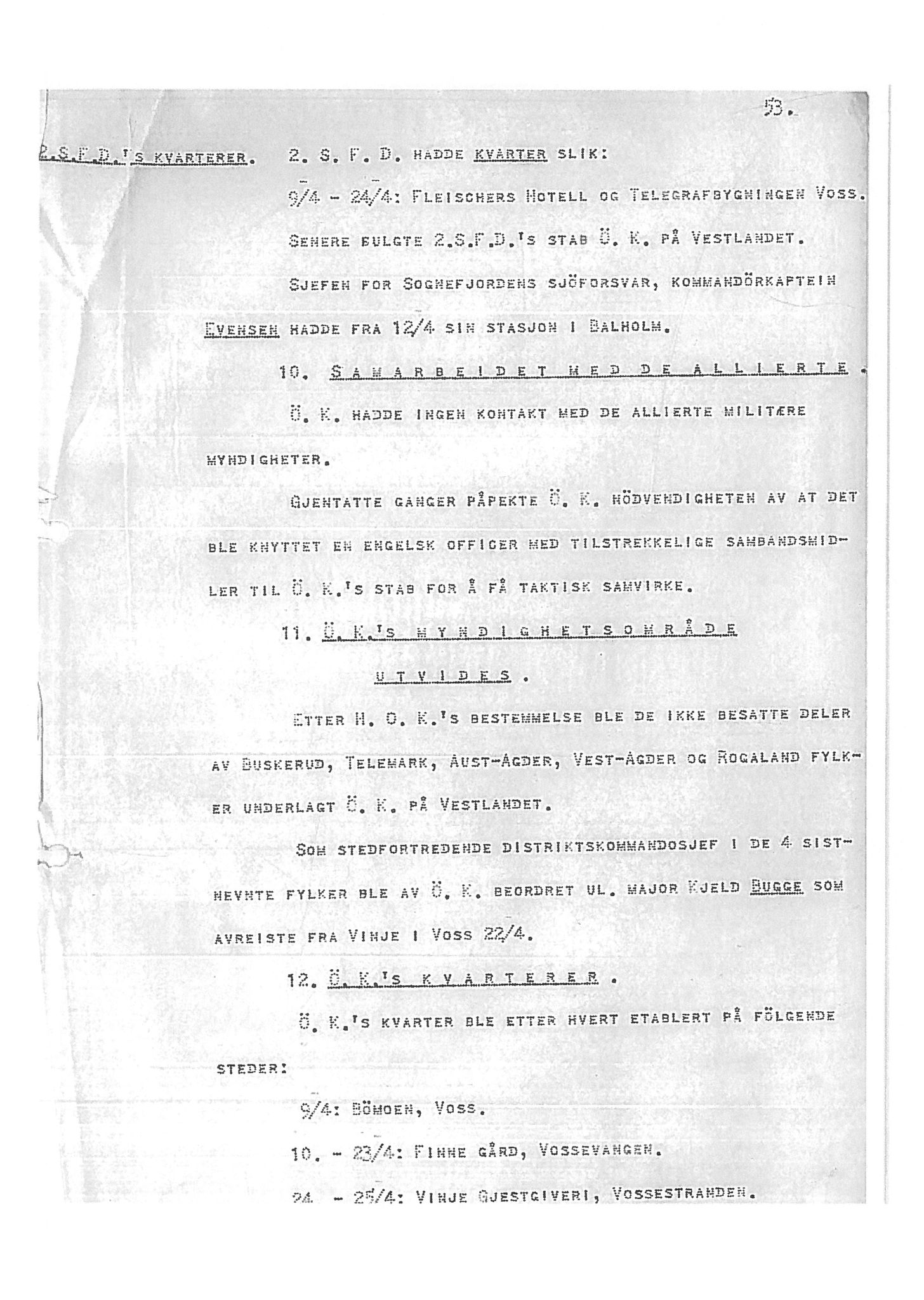 Oberst Sverre Blom - manuskript til krigshistorie, SAB/-/F/L0001: Manuskript "Krigens historie - operasjonene til lands på Vestlandet 1940" av oberst Sverre Blom, 1940, p. 53