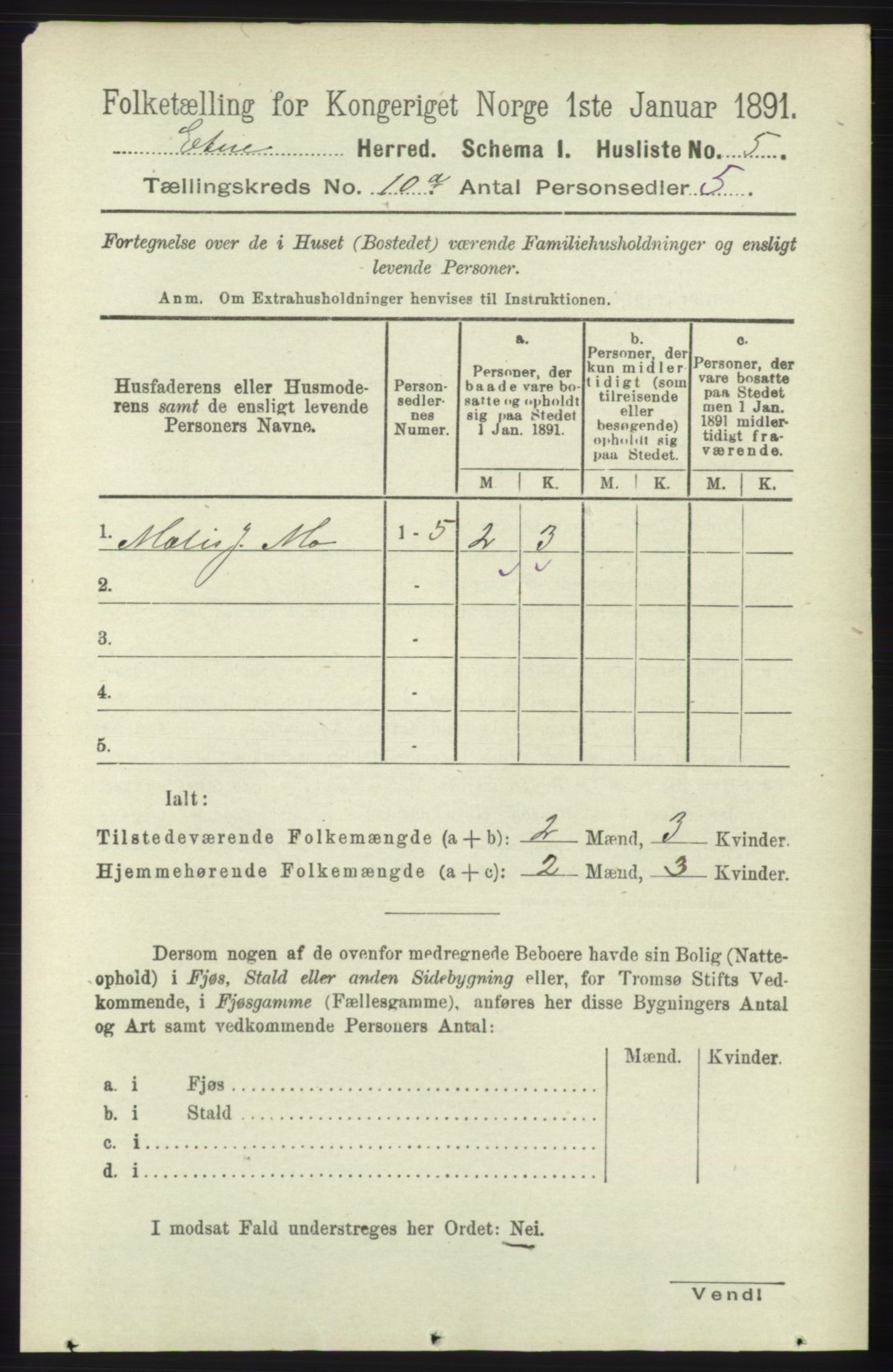 RA, 1891 census for 1211 Etne, 1891, p. 1845