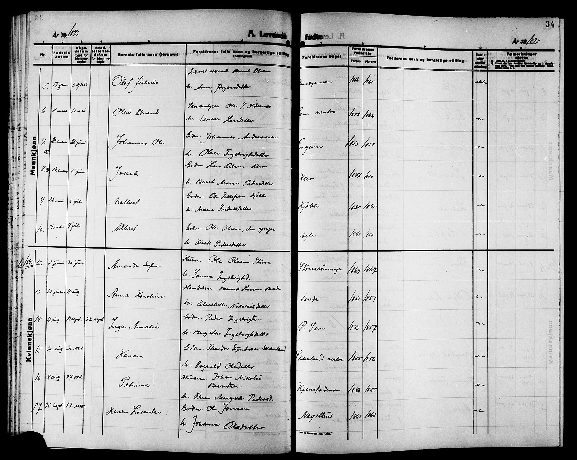Ministerialprotokoller, klokkerbøker og fødselsregistre - Nord-Trøndelag, SAT/A-1458/749/L0487: Parish register (official) no. 749D03, 1887-1902, p. 34