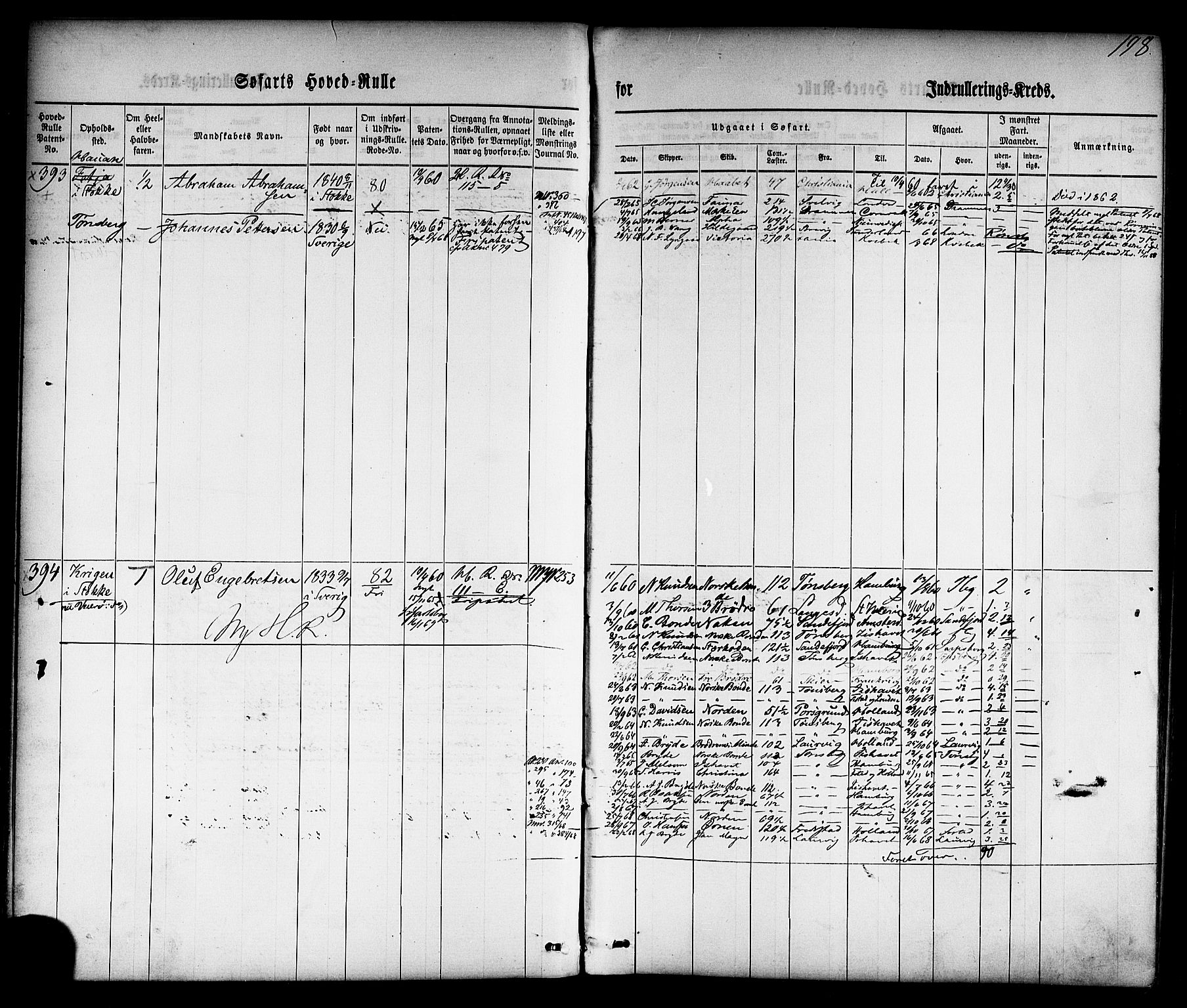 Tønsberg innrulleringskontor, SAKO/A-786/F/Fc/Fca/L0001: Hovedrulle Patent nr. 1-1428, 1860-1861, p. 237