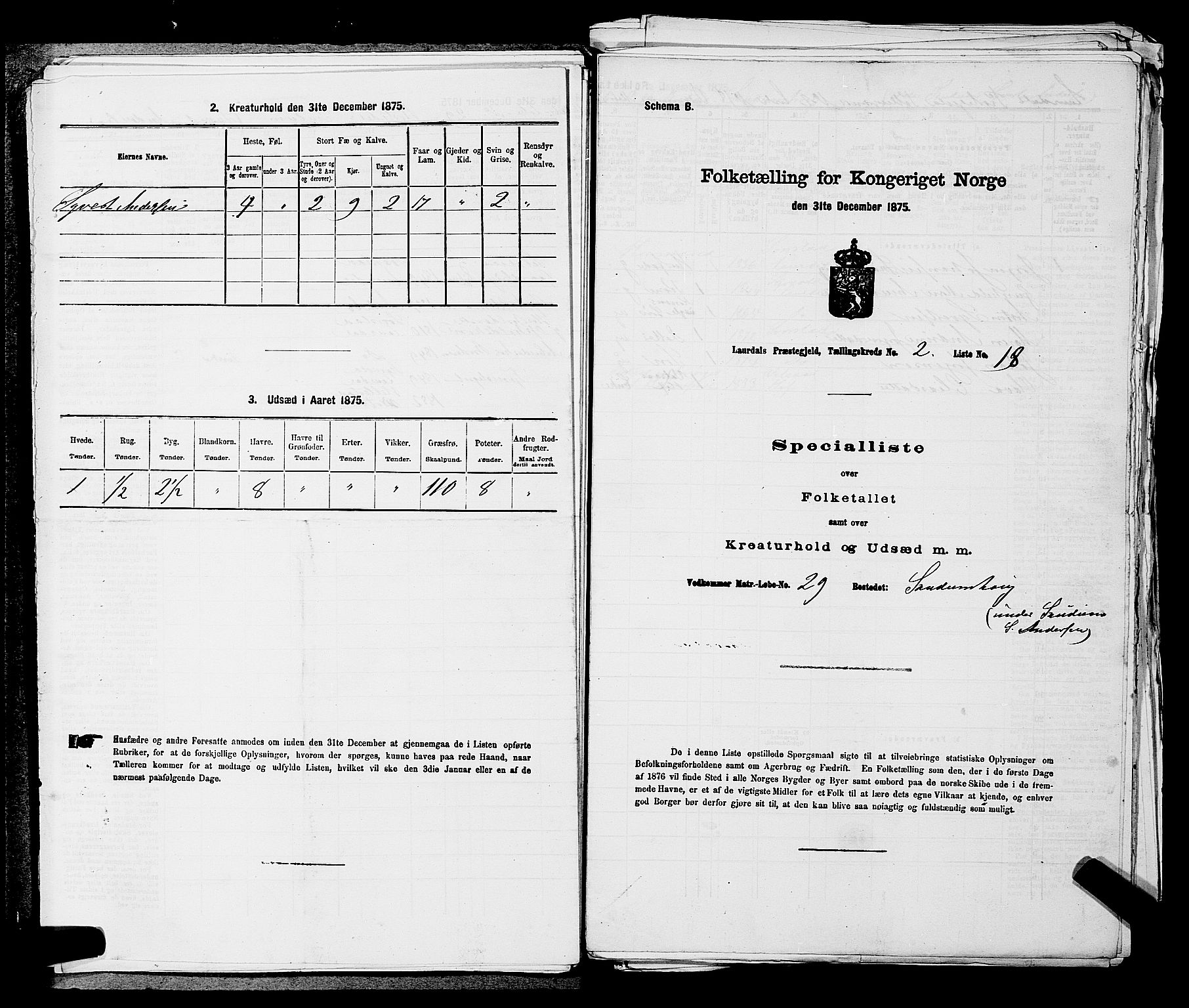 SAKO, 1875 census for 0728P Lardal, 1875, p. 231