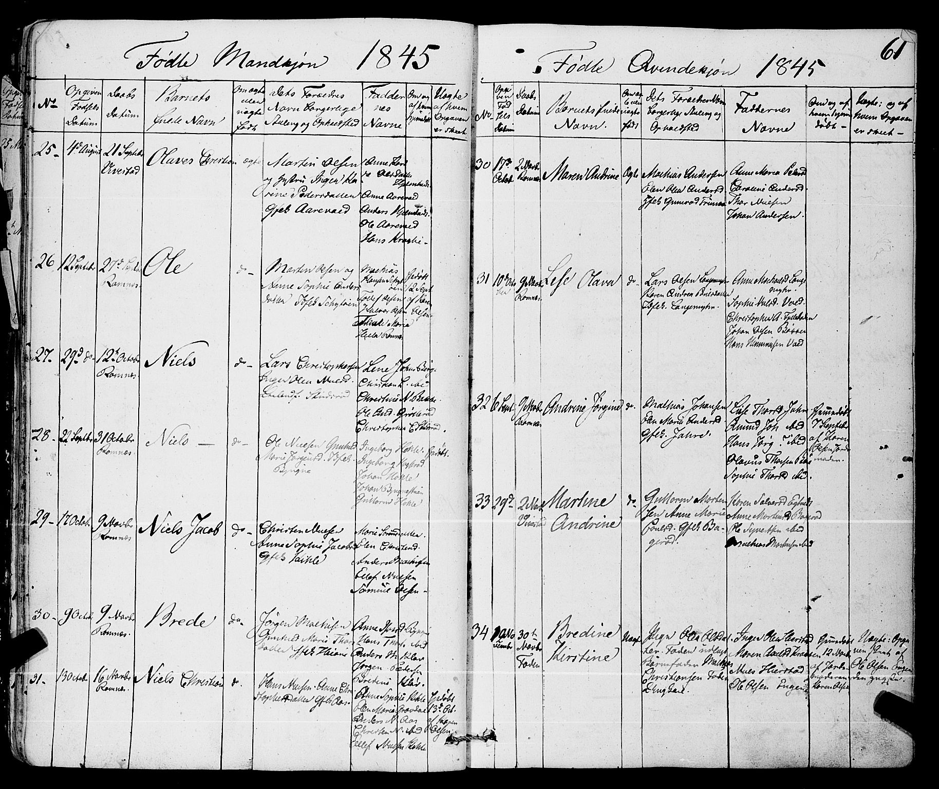 Ramnes kirkebøker, AV/SAKO-A-314/F/Fa/L0005: Parish register (official) no. I 5, 1841-1861, p. 60-61