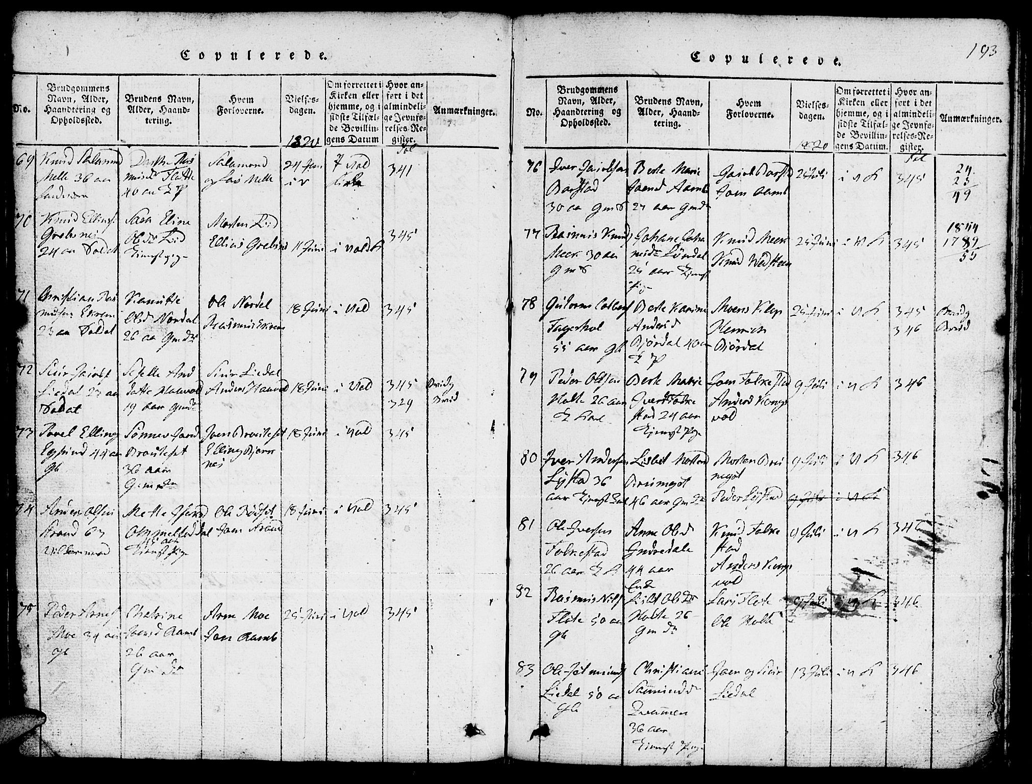 Ministerialprotokoller, klokkerbøker og fødselsregistre - Møre og Romsdal, AV/SAT-A-1454/511/L0155: Parish register (copy) no. 511C01, 1817-1829, p. 193