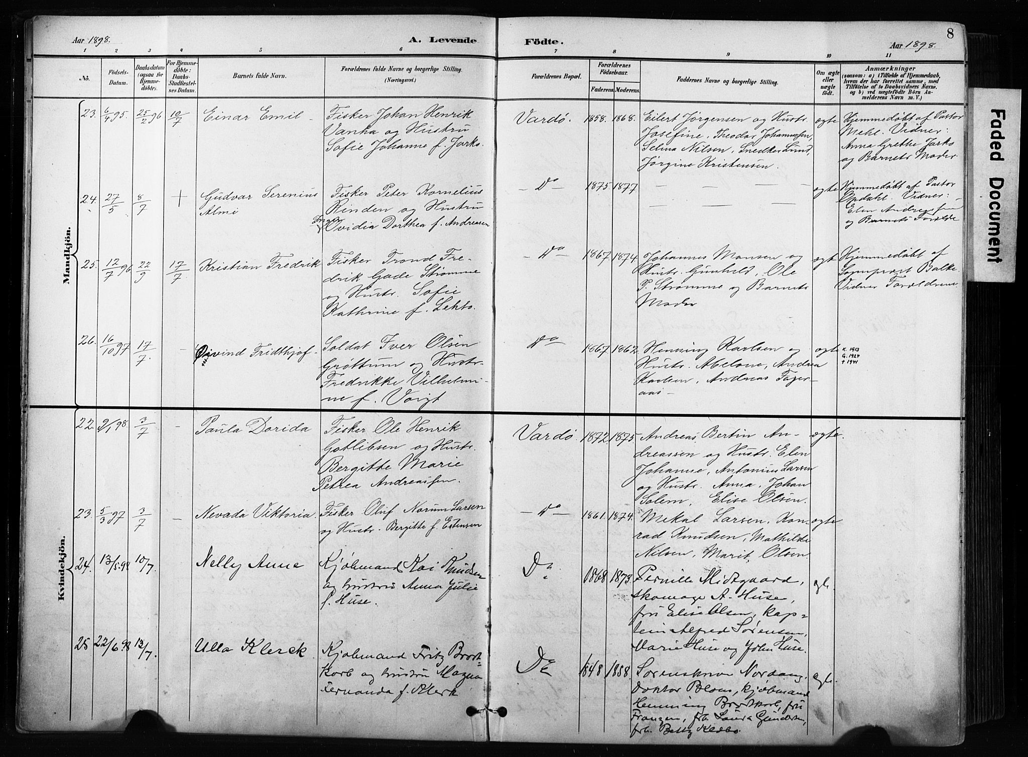 Vardø sokneprestkontor, AV/SATØ-S-1332/H/Ha/L0010kirke: Parish register (official) no. 10, 1895-1907, p. 8