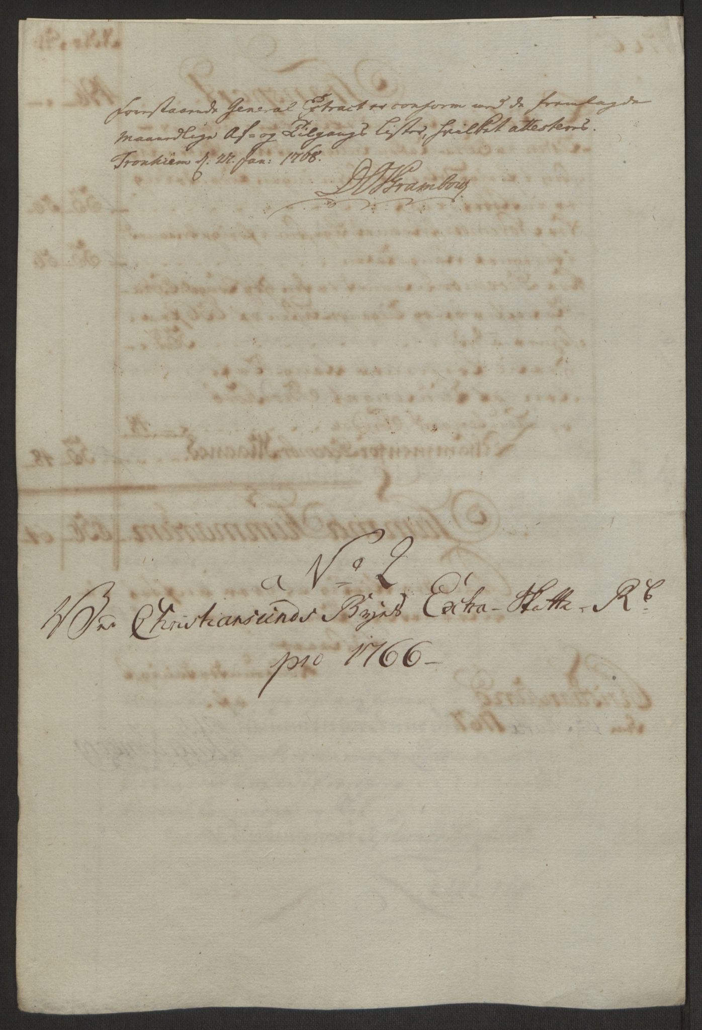 Rentekammeret inntil 1814, Reviderte regnskaper, Byregnskaper, RA/EA-4066/R/Rr/L0495/0004: [R1] Kontribusjonsregnskap / Ekstraskatt, 1762-1772, p. 97