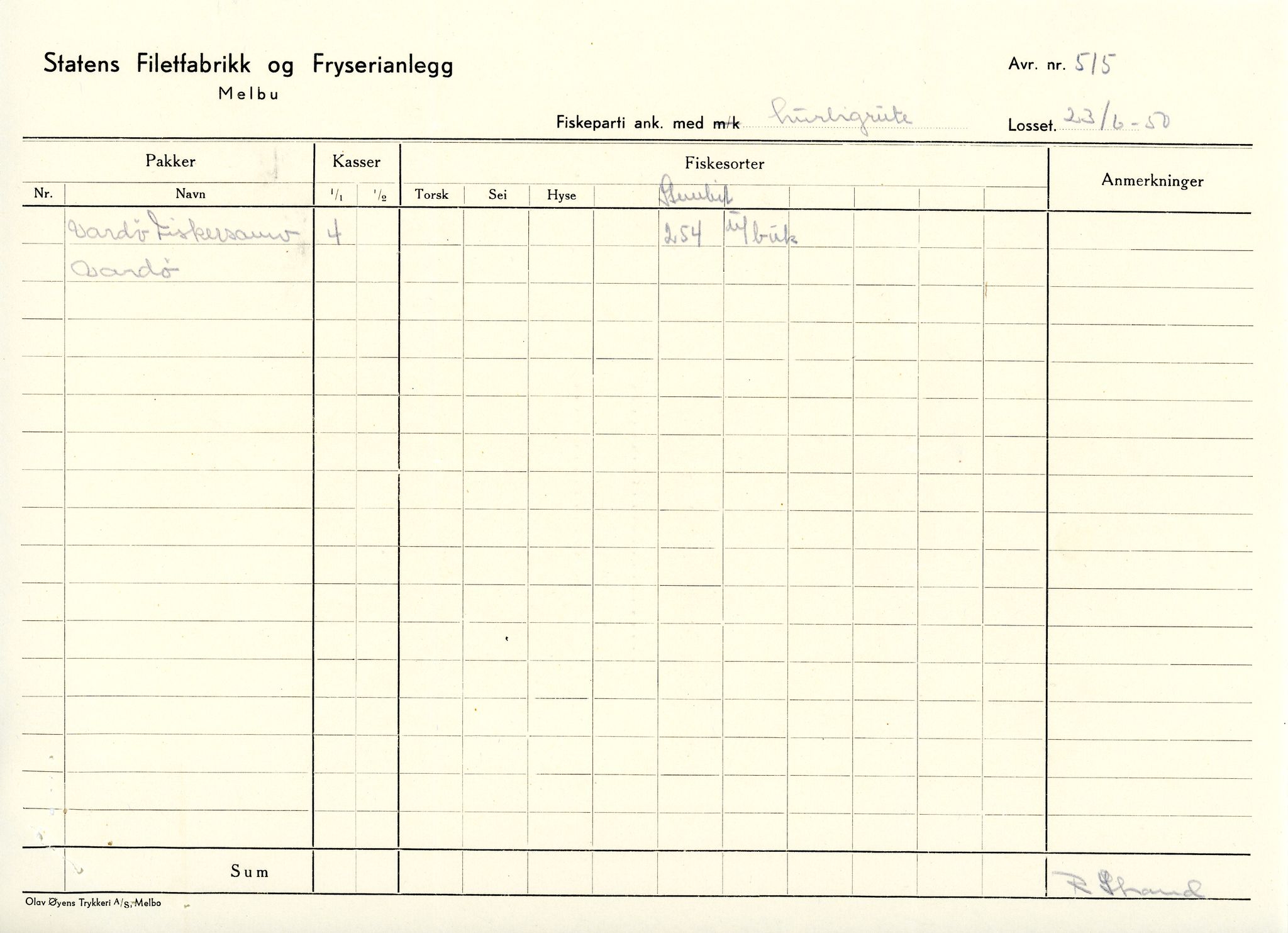 Vardø Fiskersamvirkelag, VAMU/A-0037/D/Da/L0006: Korrespondanse Re-St, 1947-1951