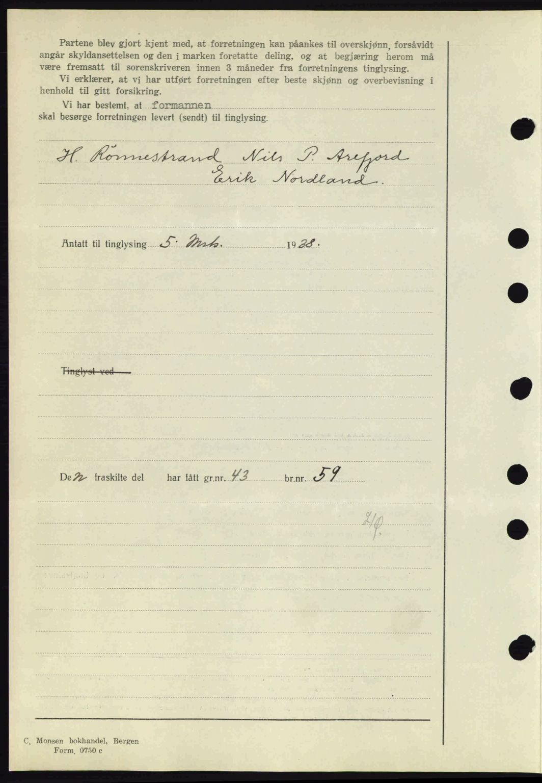 Midhordland sorenskriveri, SAB/A-3001/1/G/Gb/Gbh/L0005: Mortgage book no. A9-10, 1938-1938, Diary no: : 899/1938