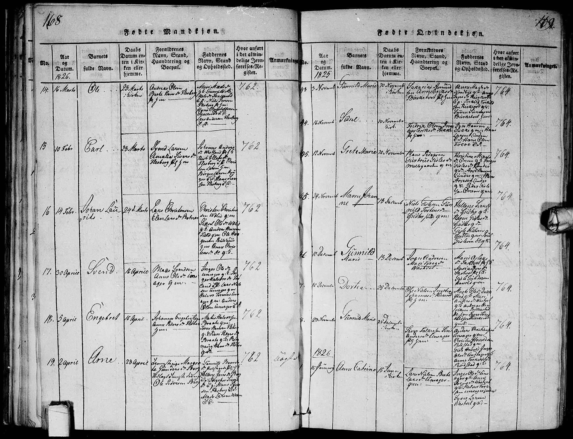Våler prestekontor Kirkebøker, SAO/A-11083/G/Ga/L0001: Parish register (copy) no. I 1, 1815-1839, p. 168-169