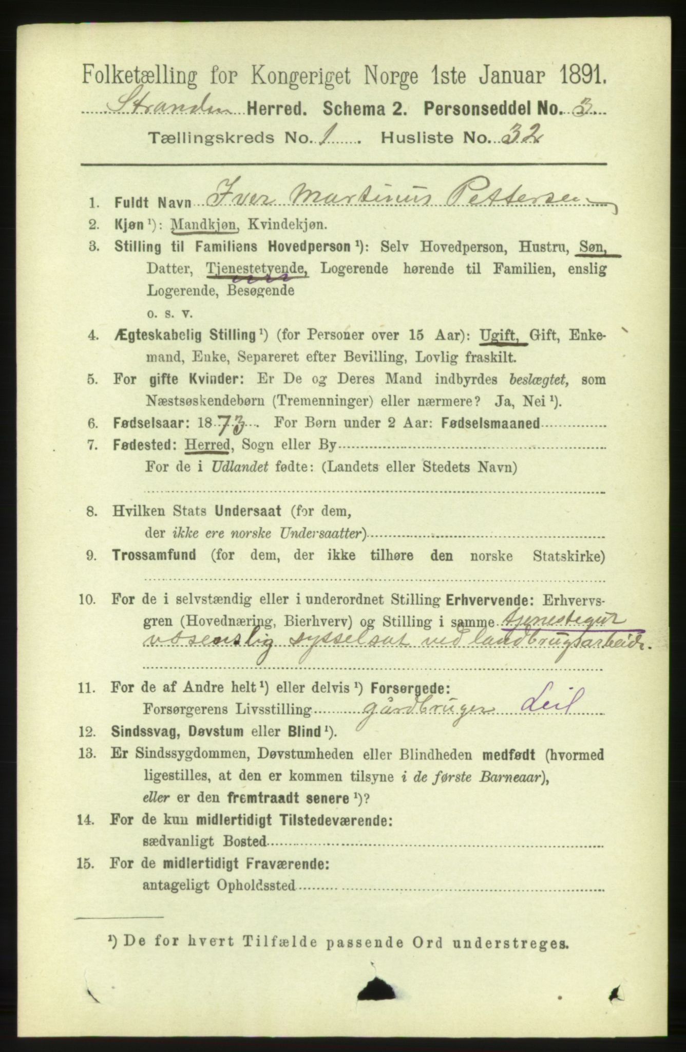 RA, 1891 census for 1525 Stranda, 1891, p. 265