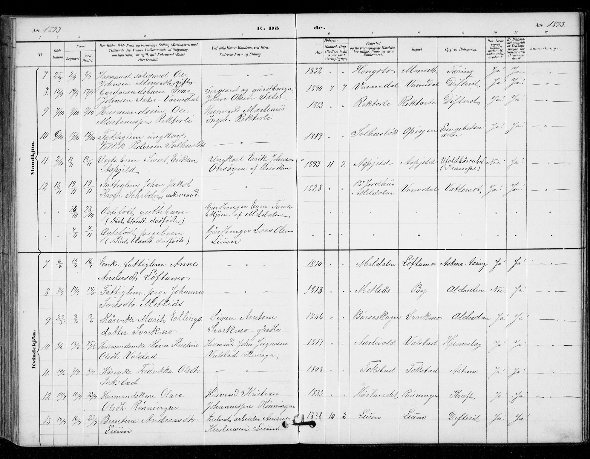 Ministerialprotokoller, klokkerbøker og fødselsregistre - Sør-Trøndelag, AV/SAT-A-1456/671/L0841: Parish register (official) no. 671A03, 1893-1915