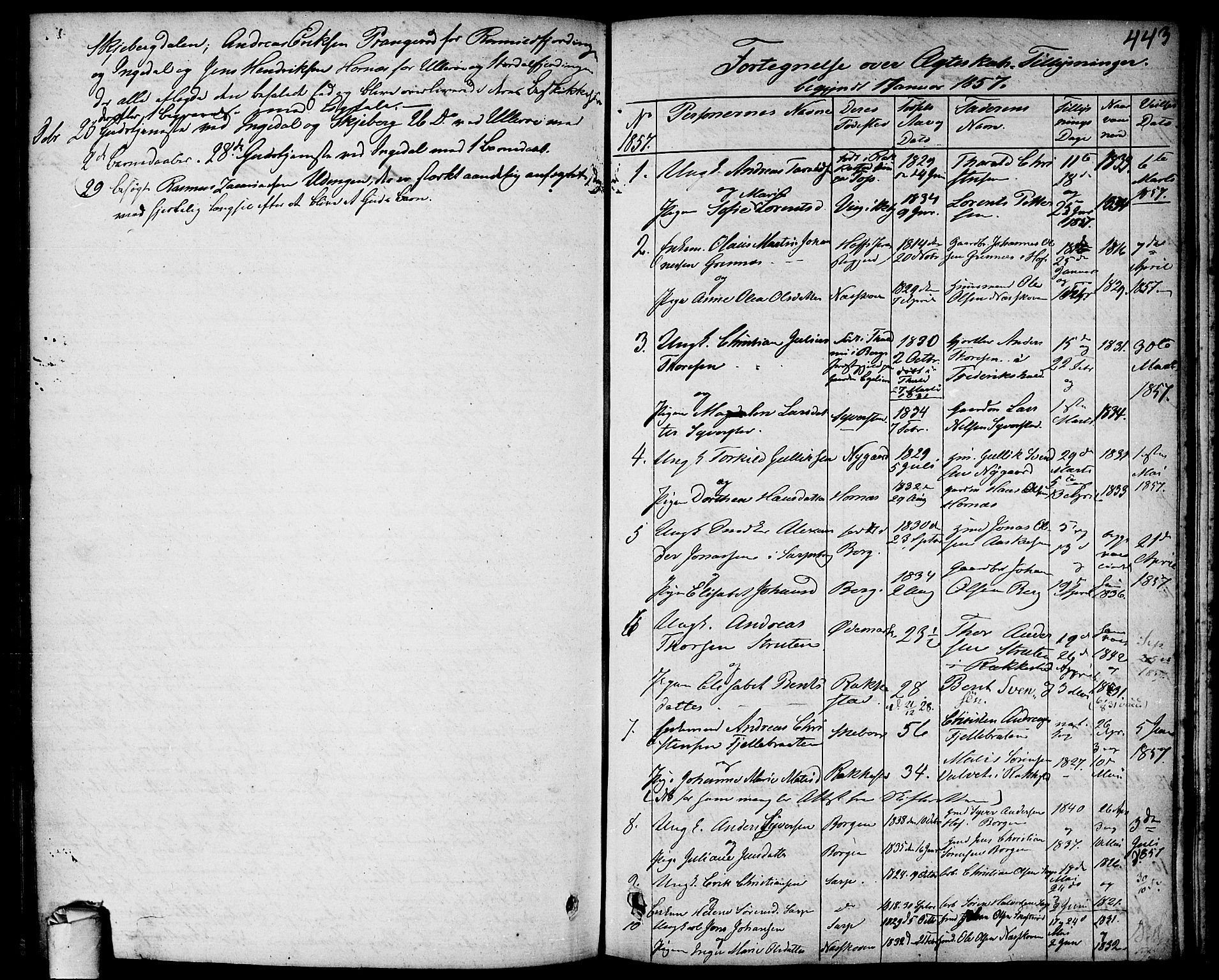 Skjeberg prestekontor Kirkebøker, SAO/A-10923/F/Fa/L0005: Parish register (official) no. I 5, 1830-1845, p. 443