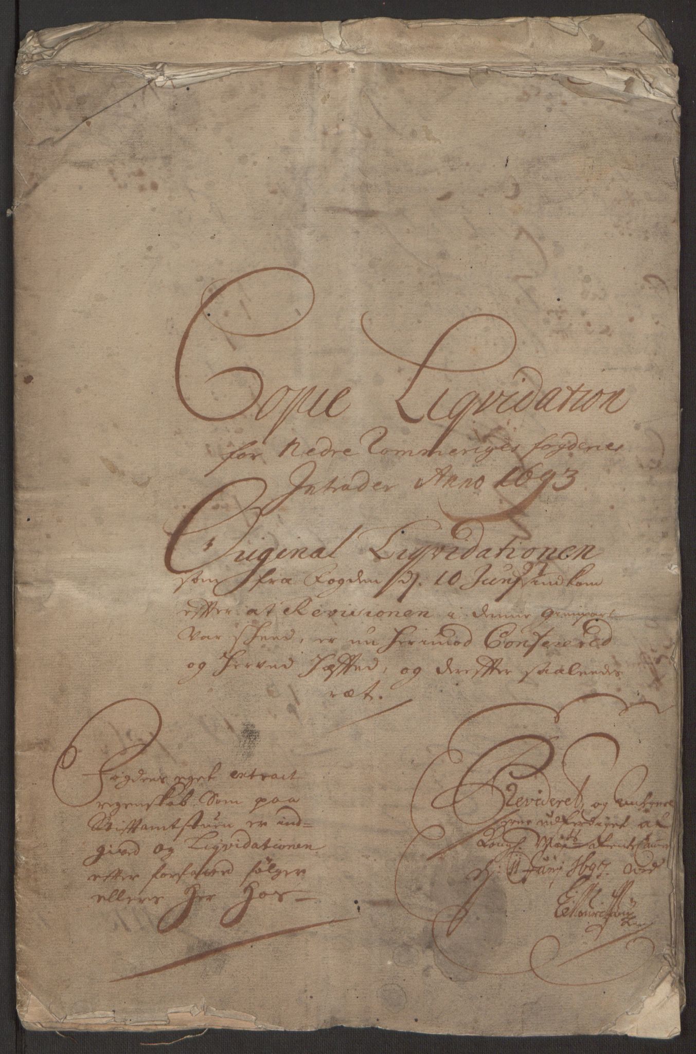 Rentekammeret inntil 1814, Reviderte regnskaper, Fogderegnskap, RA/EA-4092/R11/L0578: Fogderegnskap Nedre Romerike, 1693, p. 3