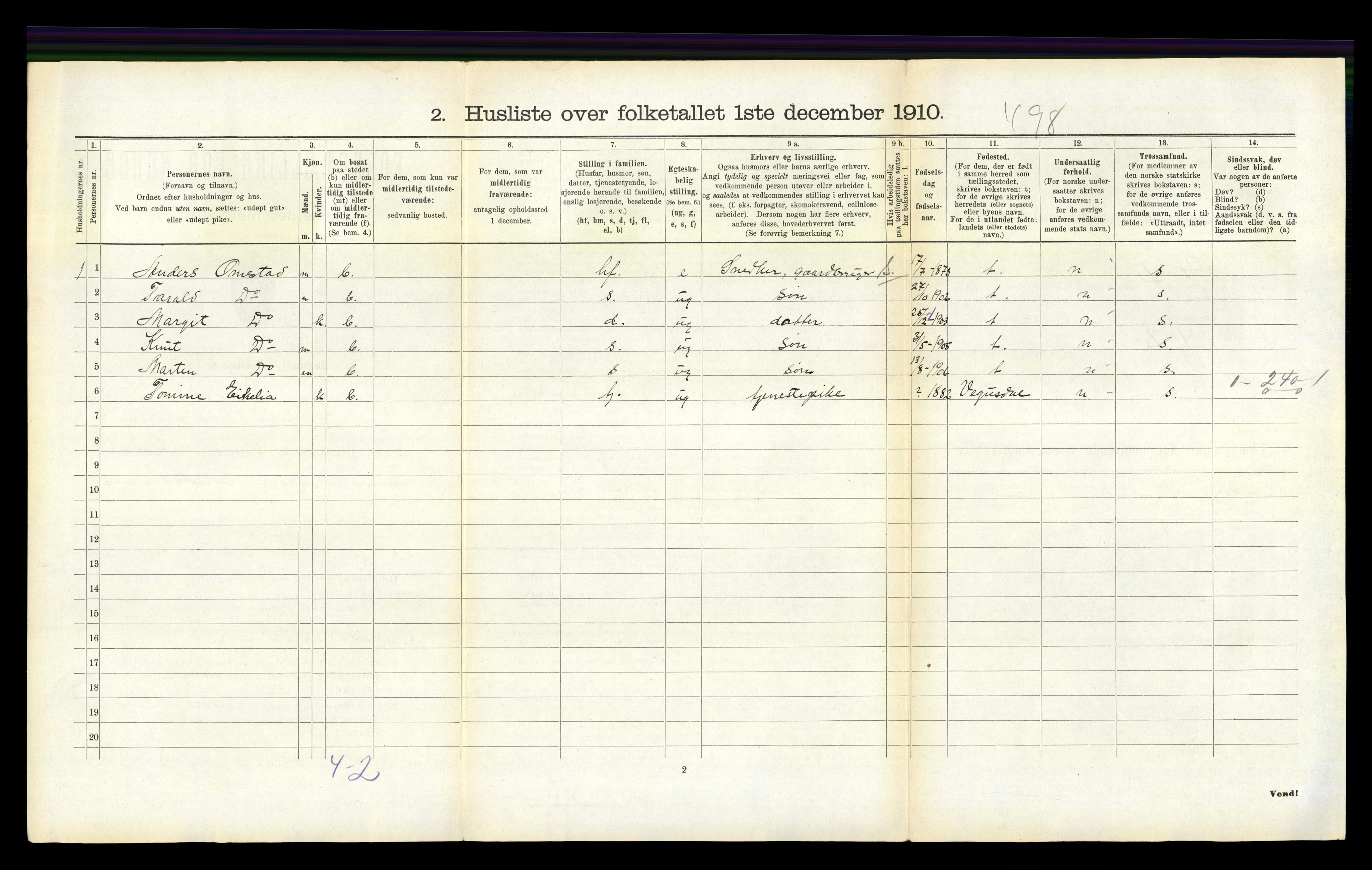 RA, 1910 census for Iveland, 1910, p. 170