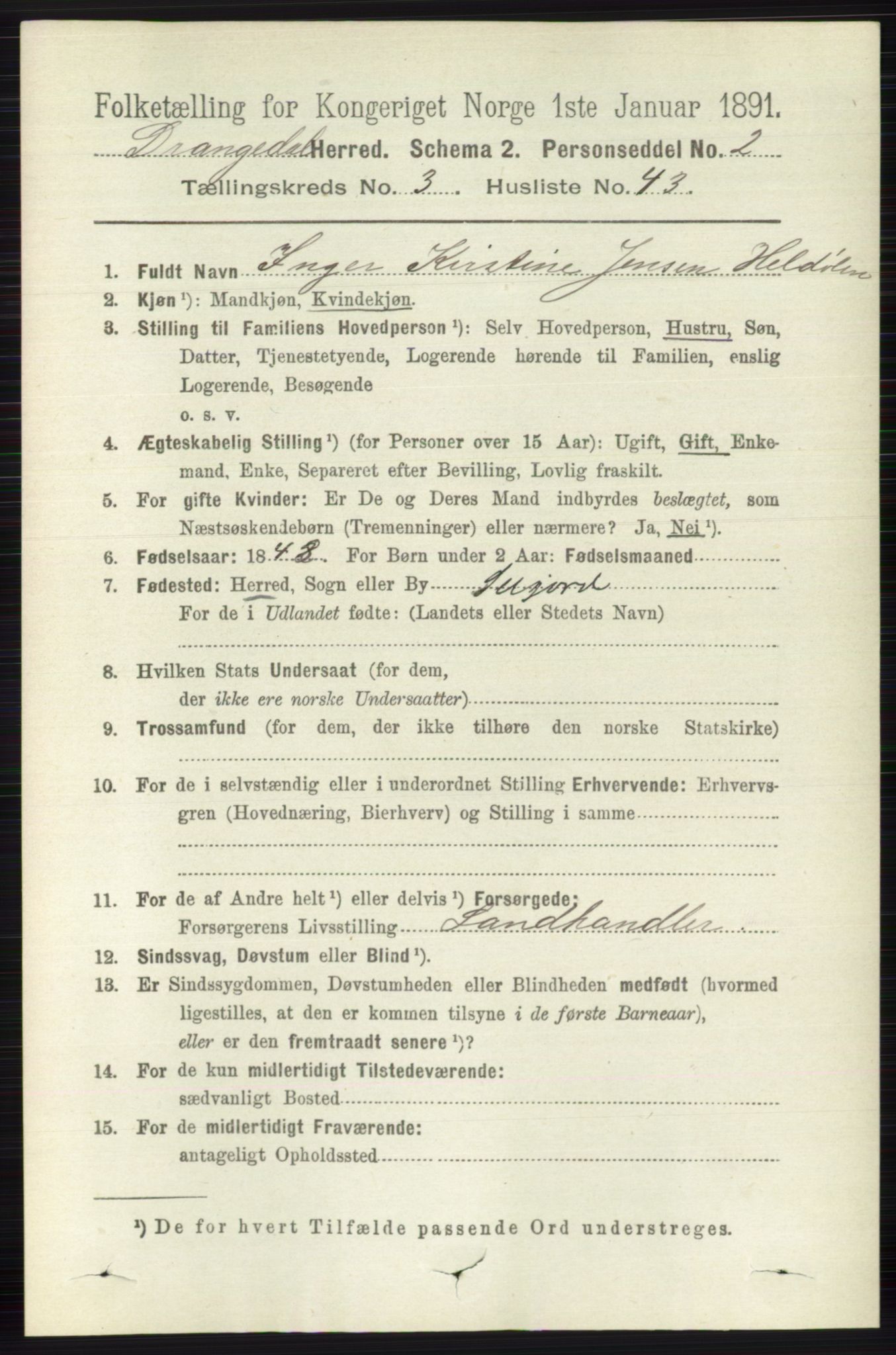 RA, 1891 census for 0817 Drangedal, 1891, p. 1128