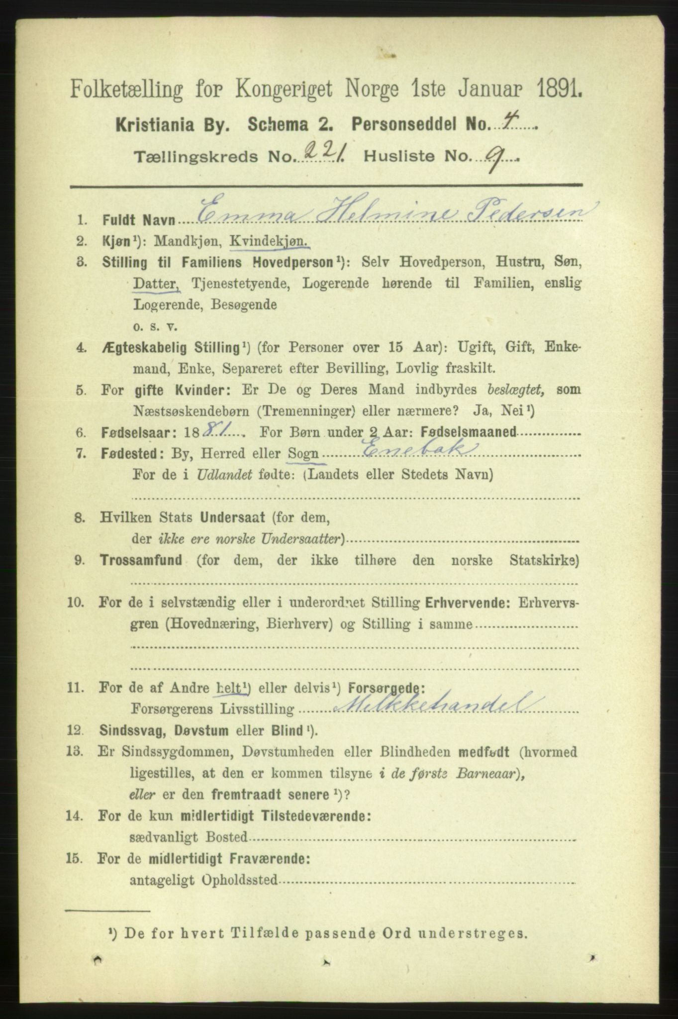 RA, 1891 census for 0301 Kristiania, 1891, p. 132396