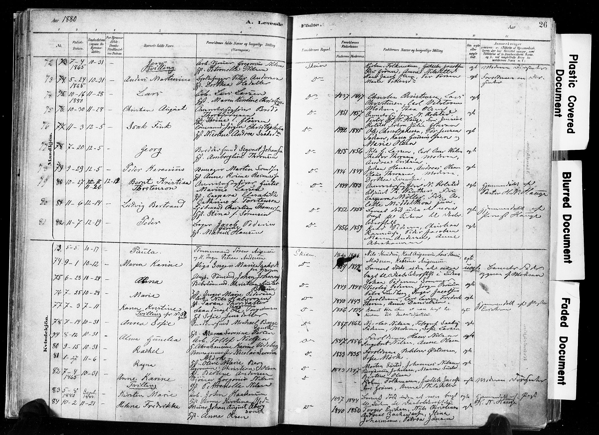 Skien kirkebøker, AV/SAKO-A-302/F/Fa/L0009: Parish register (official) no. 9, 1878-1890, p. 26