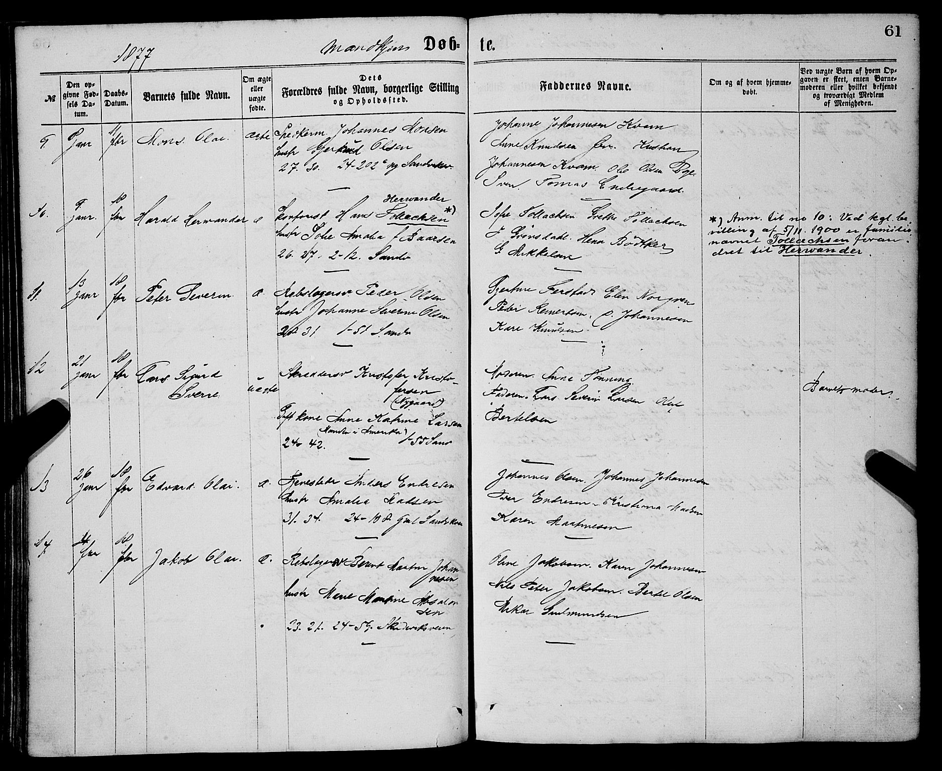 Sandviken Sokneprestembete, AV/SAB-A-77601/H/Ha/L0001: Parish register (official) no. A 1, 1867-1877, p. 61