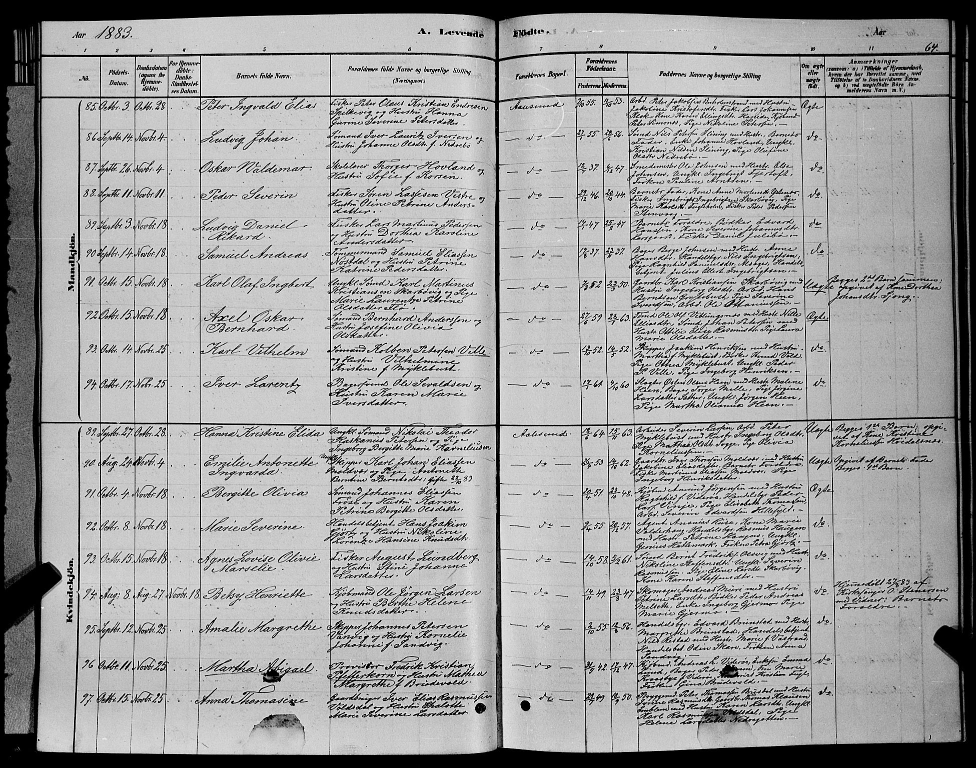 Ministerialprotokoller, klokkerbøker og fødselsregistre - Møre og Romsdal, AV/SAT-A-1454/529/L0466: Parish register (copy) no. 529C03, 1878-1888, p. 64