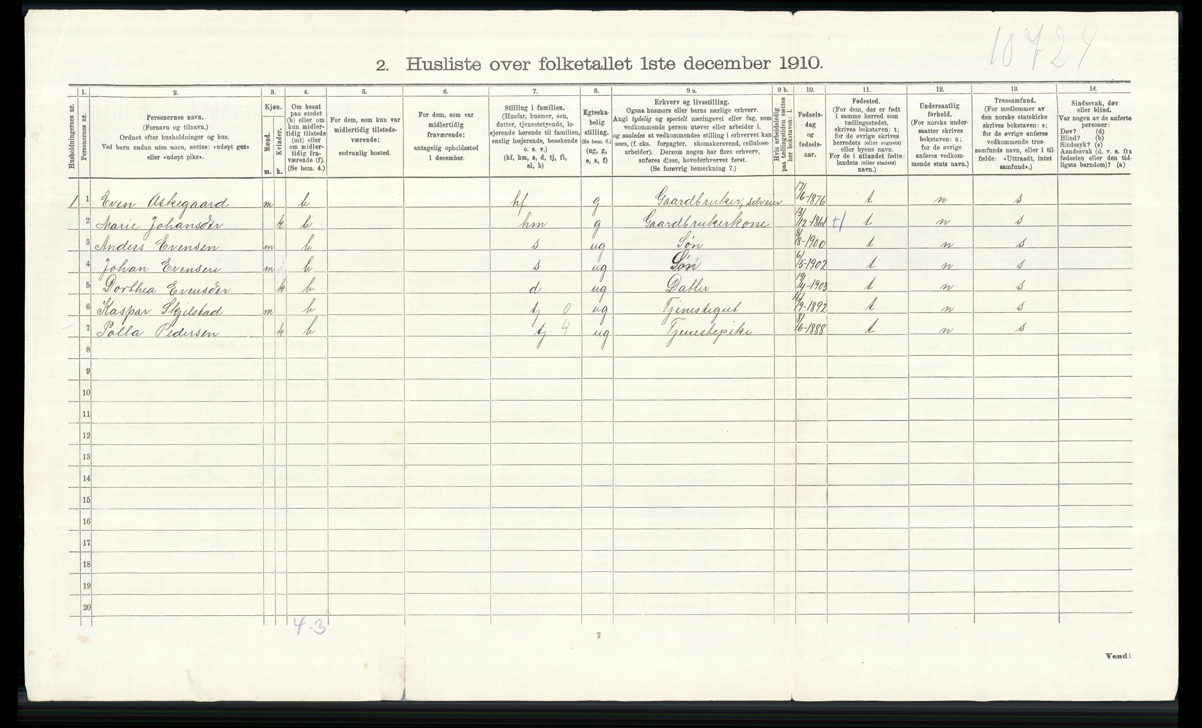 RA, 1910 census for Østre Toten, 1910, p. 2550