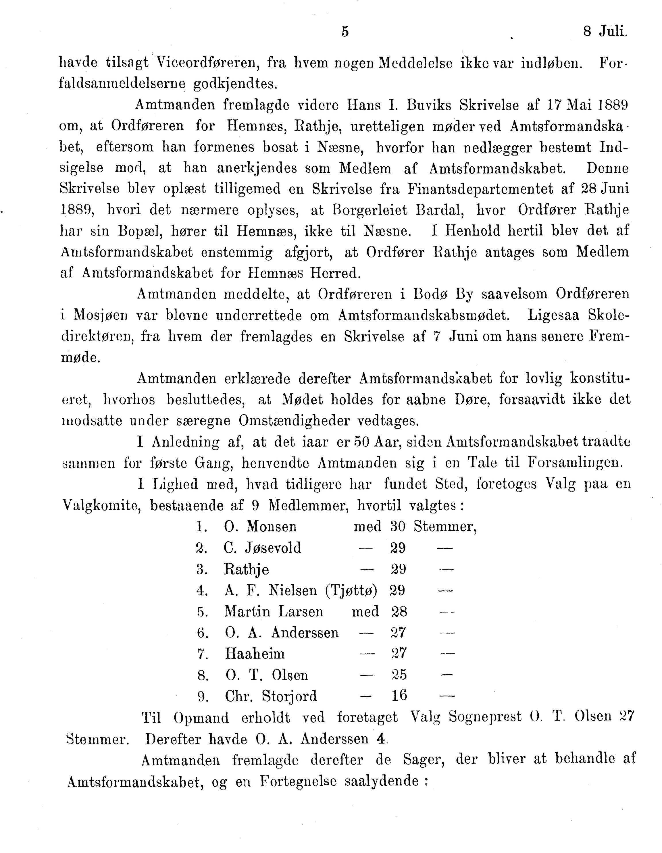 Nordland Fylkeskommune. Fylkestinget, AIN/NFK-17/176/A/Ac/L0015: Fylkestingsforhandlinger 1886-1890, 1886-1890