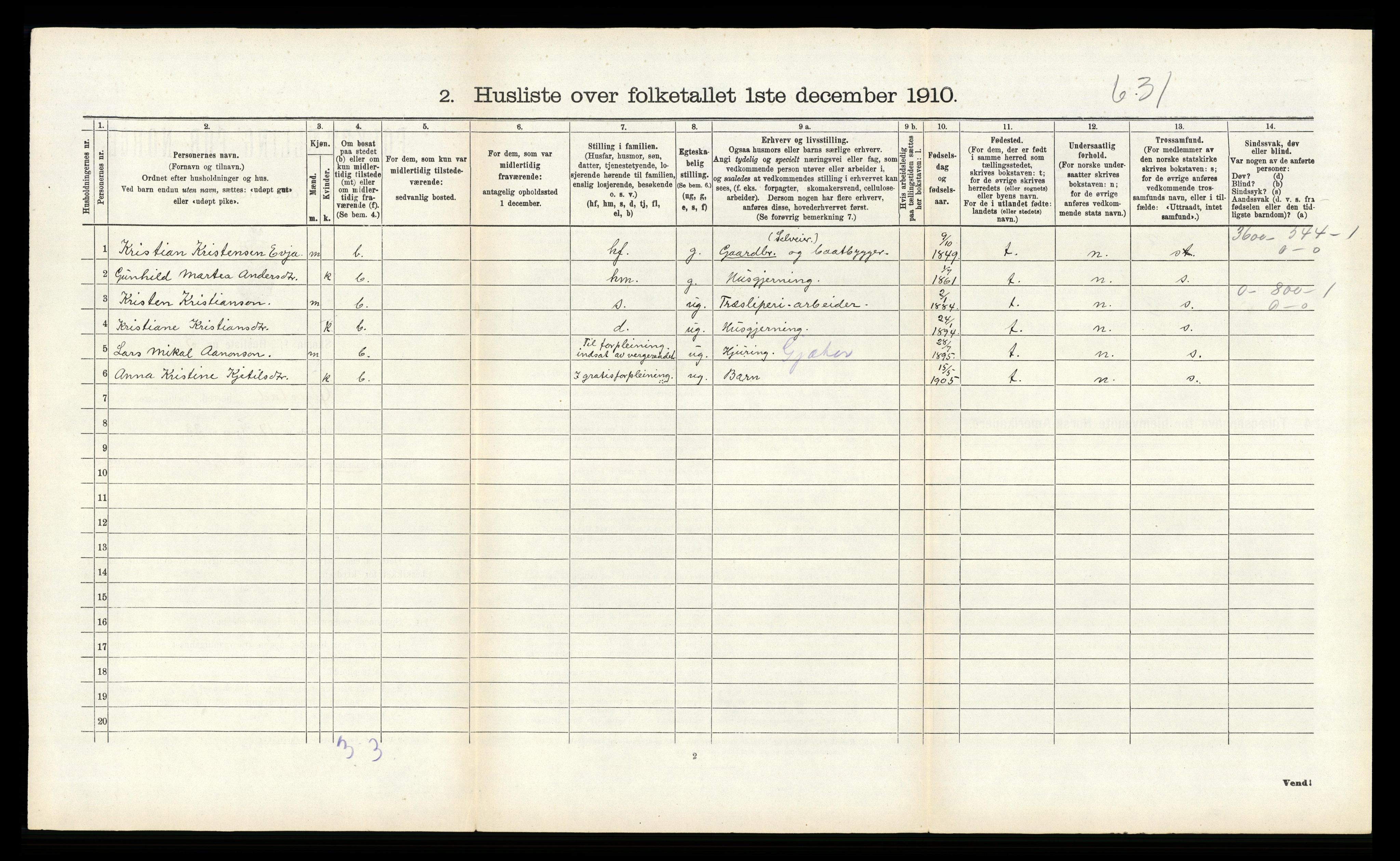 RA, 1910 census for Øyestad, 1910, p. 271